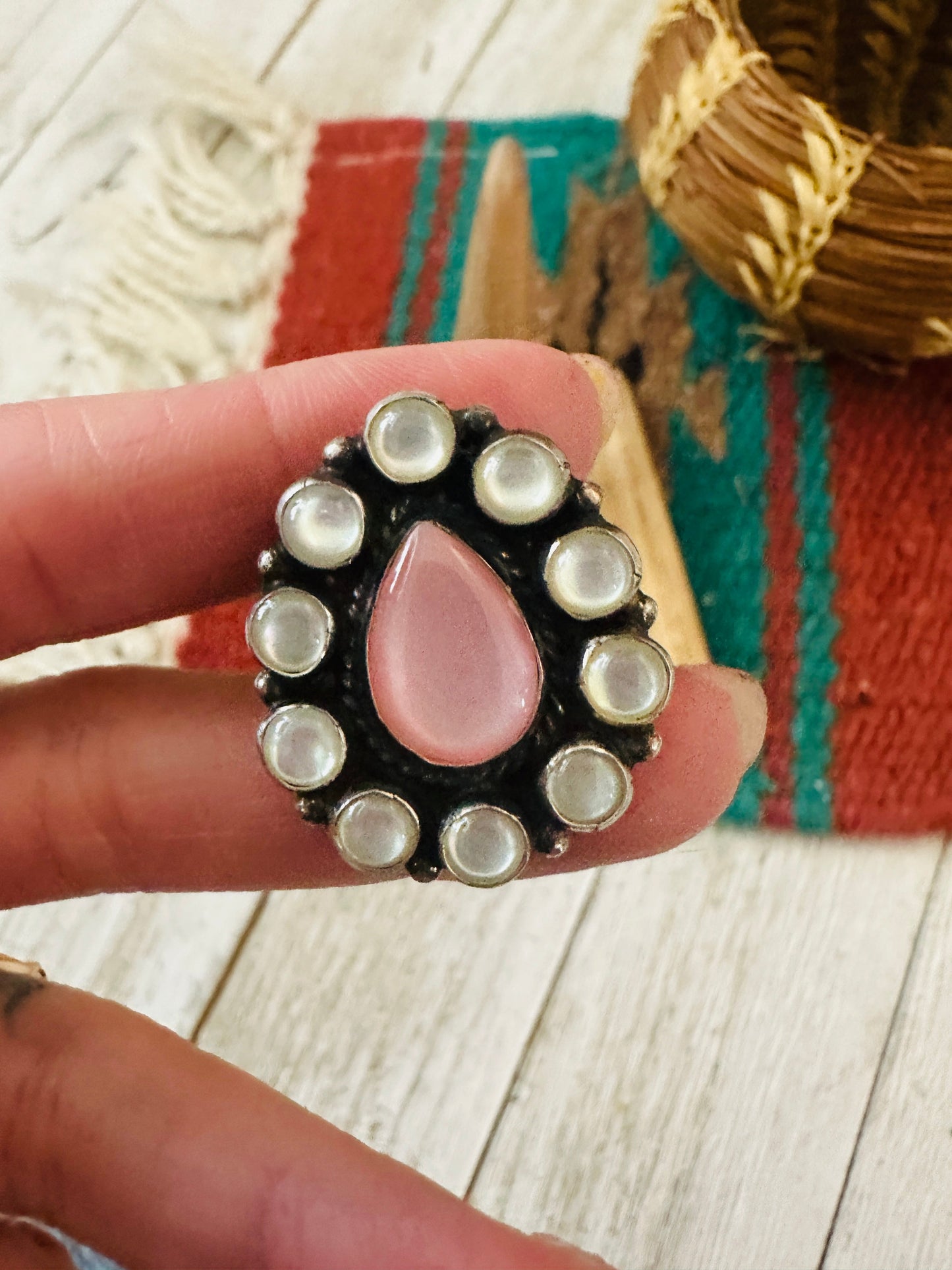 Handcrafted Sterling Silver & Mother of Pearl Ring