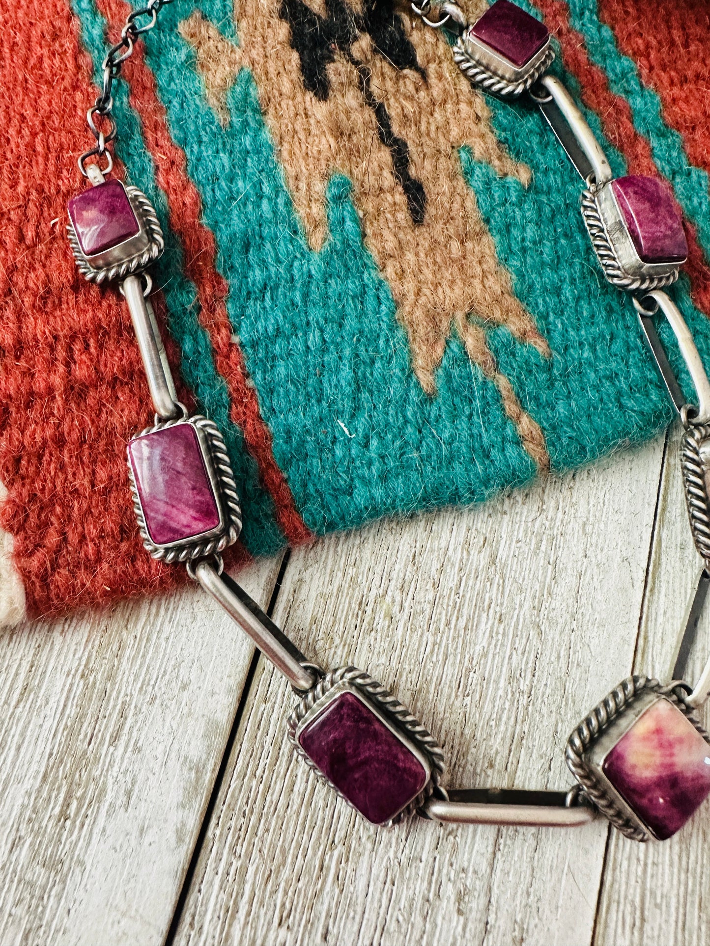 Handcrafted Sterling Silver & Purple Spiny Choker