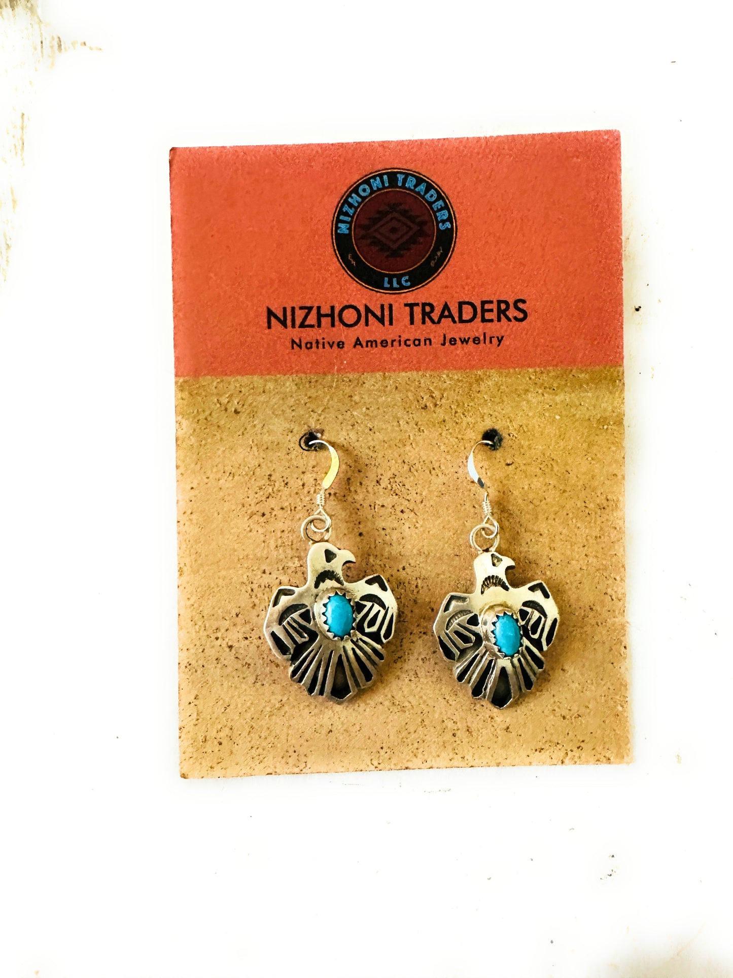 Handcrafted Sterling Silver & Turquoise Thunderbird Dangle Earrings