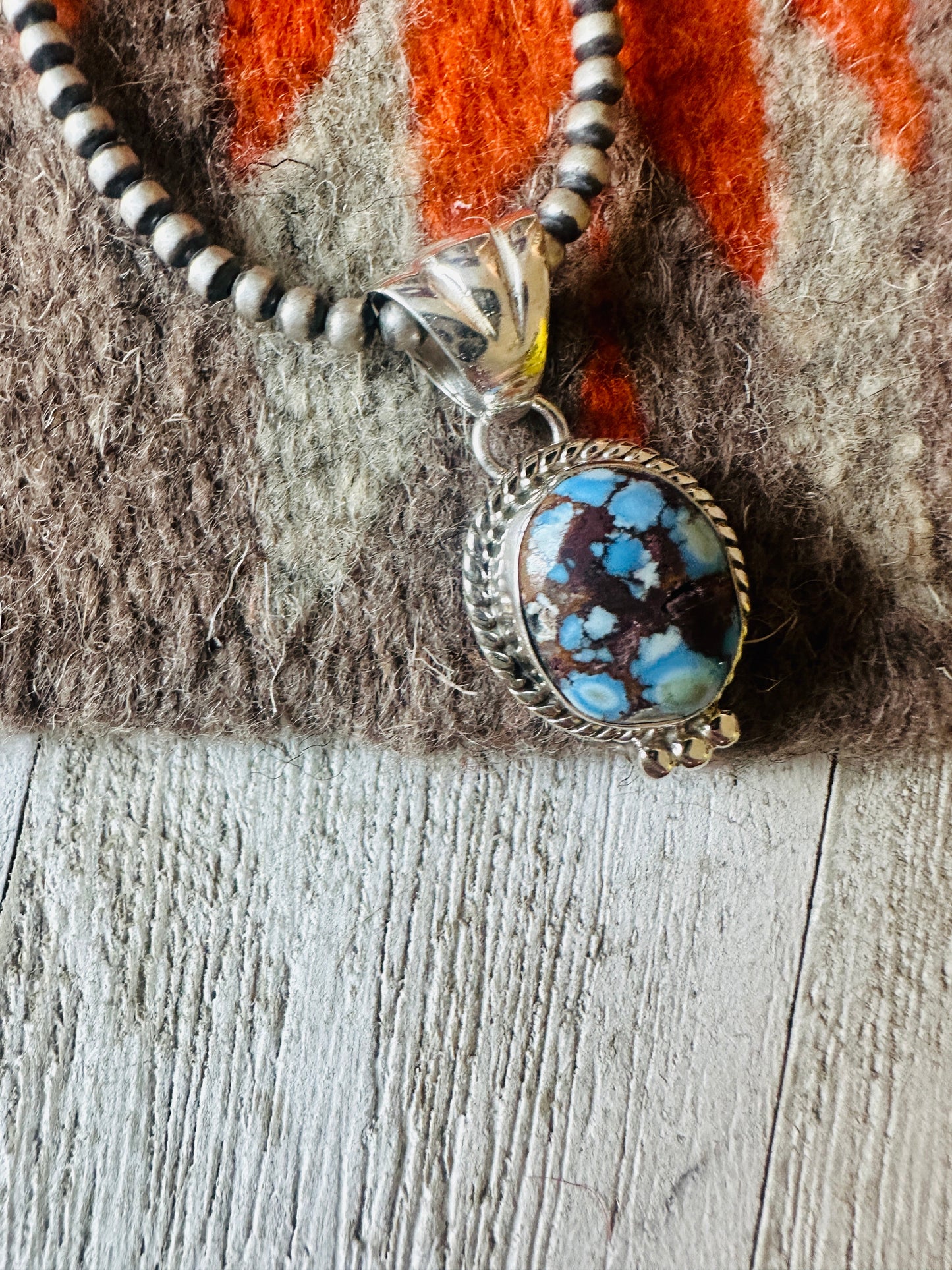 Handcrafted Golden Hills Turquoise and Sterling Silver Pendant