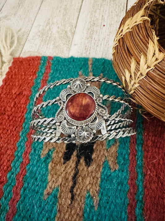 Handcrafted Sterling Silver & Purple Spiny Oyster Cuff Bracelet