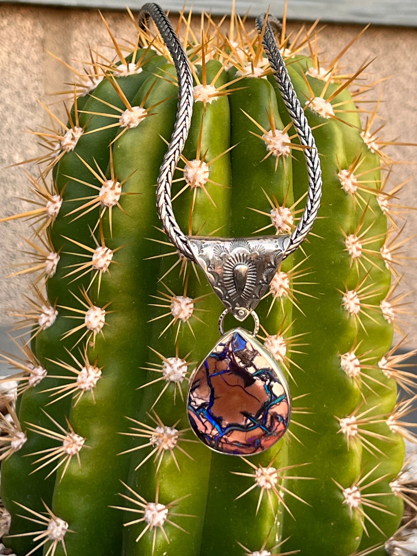 Handcrafted Artisan Sterling Silver & Boulder Opal Pendant by Mahkato Silver