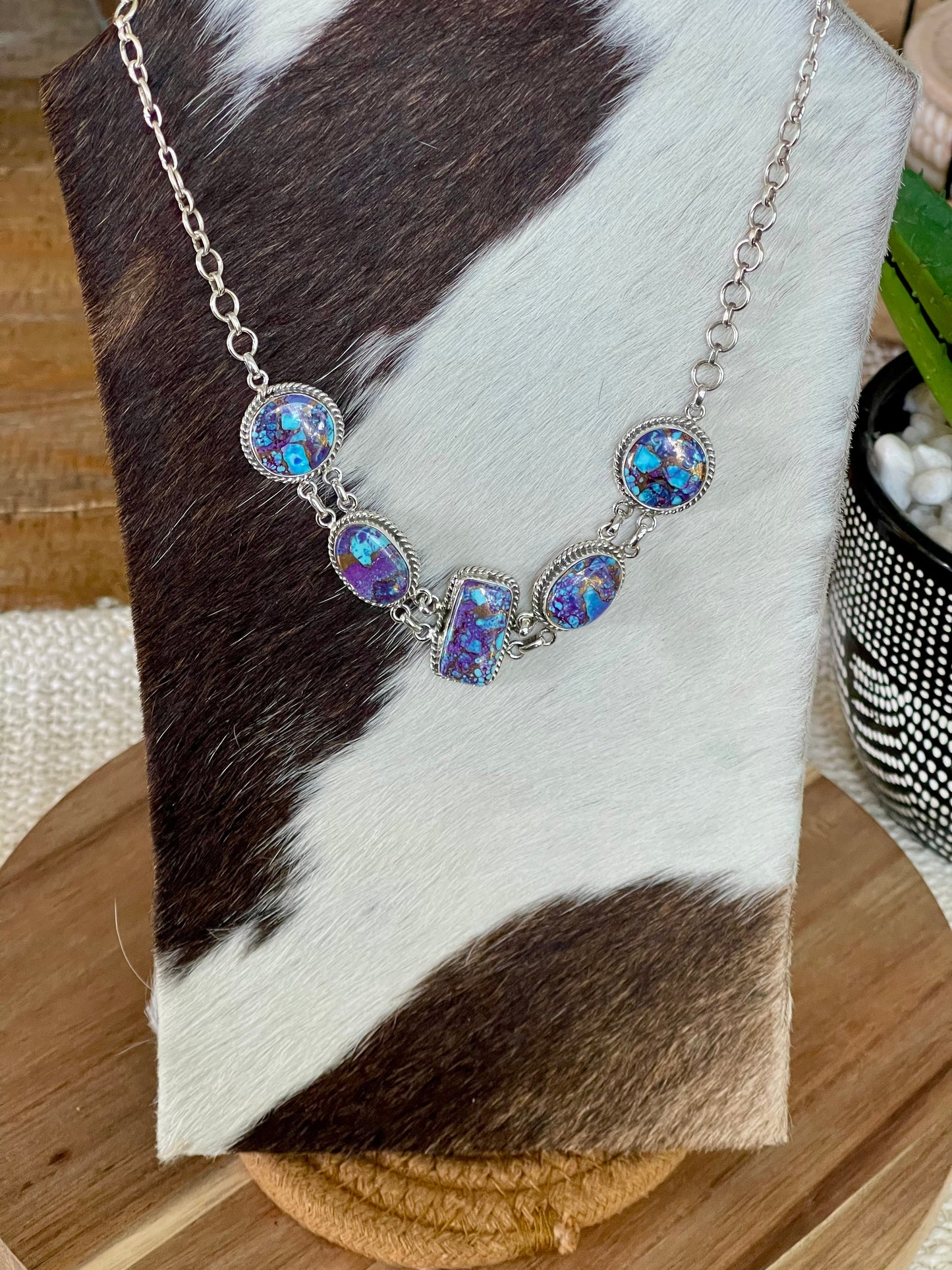 Handcrafted Sterling Silver & Purple Dream Mojave Necklace And Earring Set
