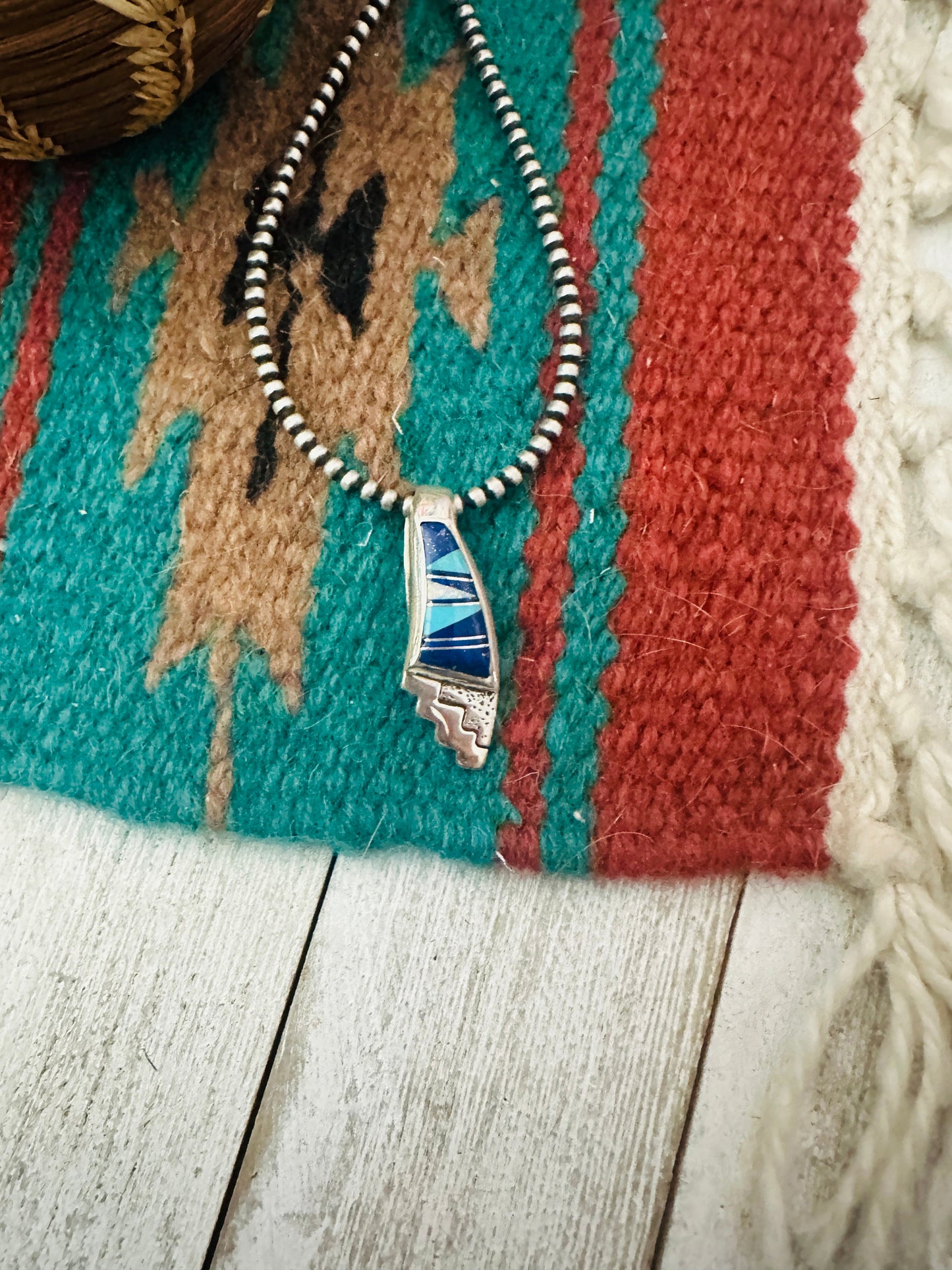 Handcrafted Multi Stone & Sterling Silver Inlay Pendant