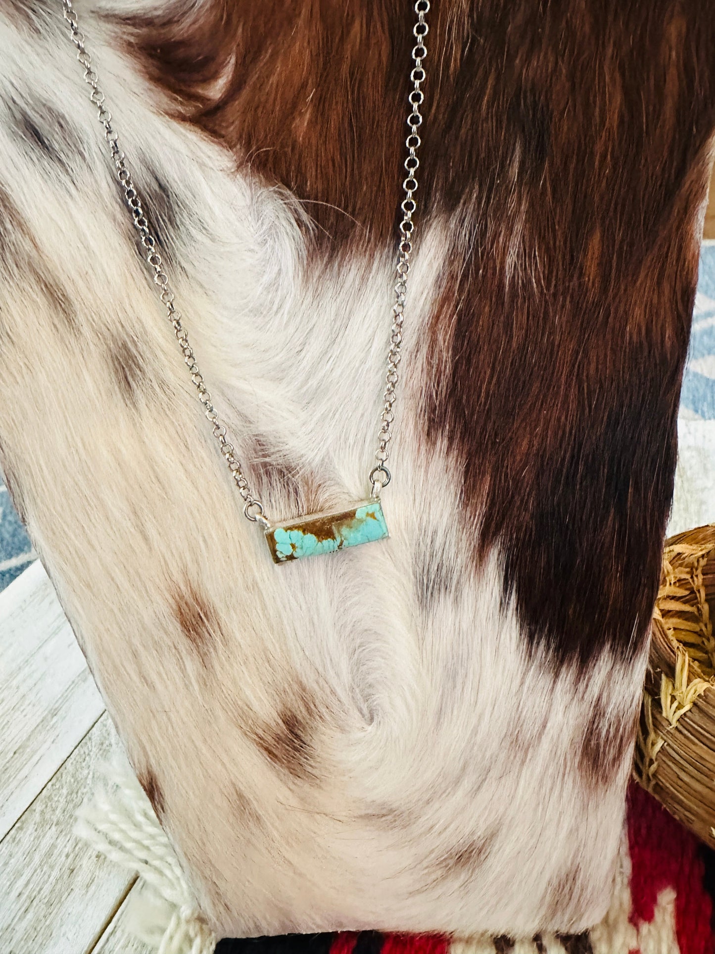 Handcrafted Sterling Silver & Turquoise Bar Necklace