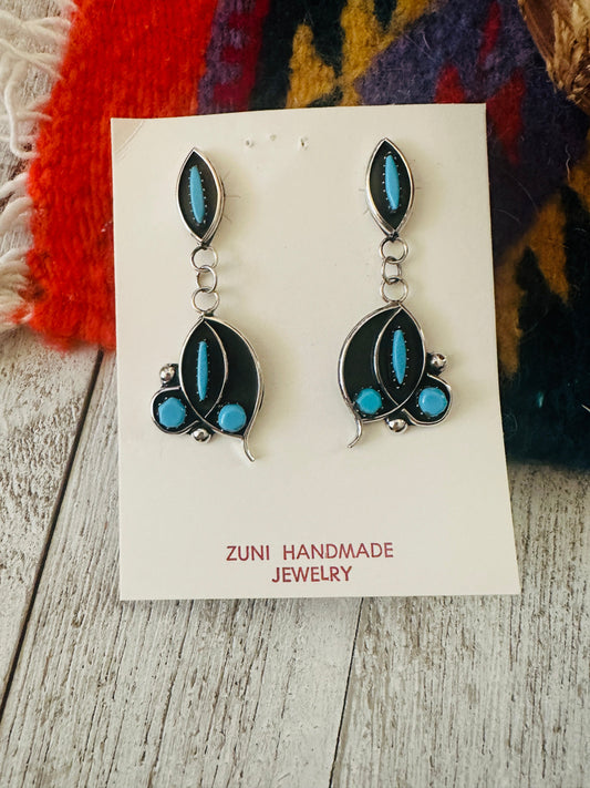 Handcrafted Sterling Silver & Turquoise Shadowbox Dangle Earrings
