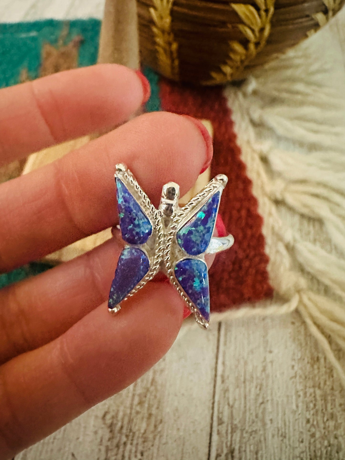 Handcrafted Sterling Silver & Purple Opal Butterfly Ring