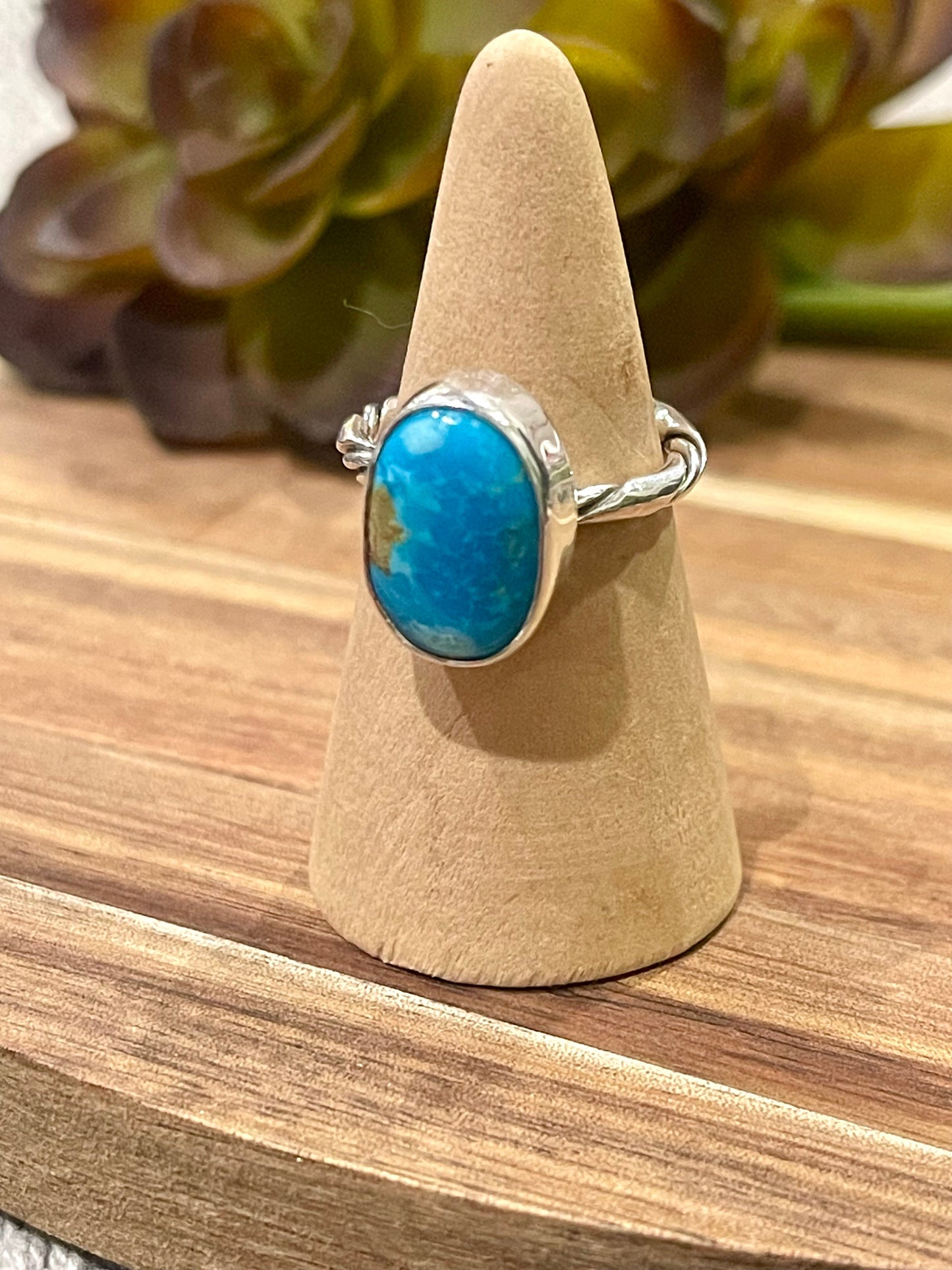 Handcrafted Turquoise & Sterling Silver Ring Size 7.25