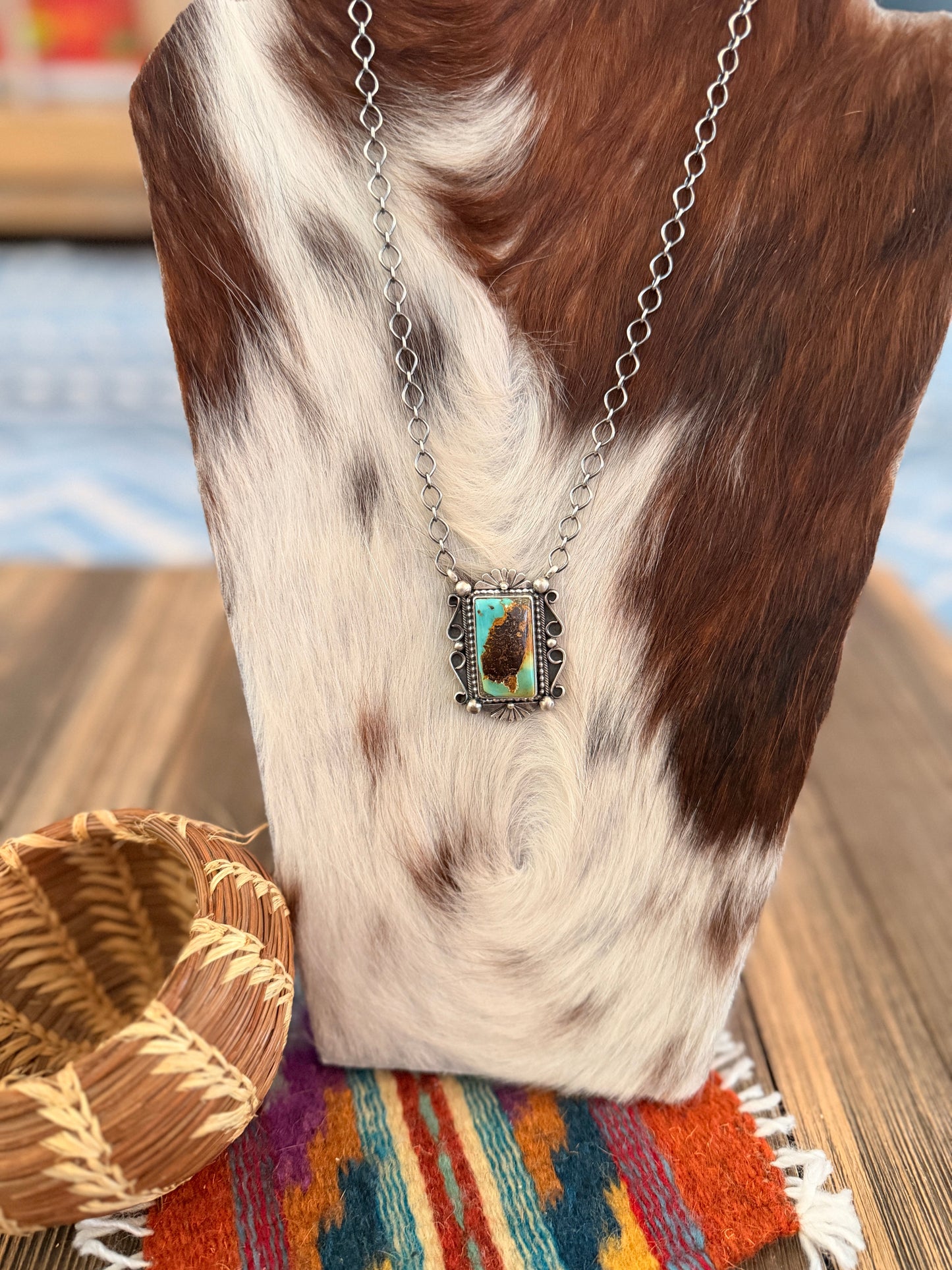 Handcrafted Royston Turquoise & Sterling Silver Necklace by Daniel Benally
