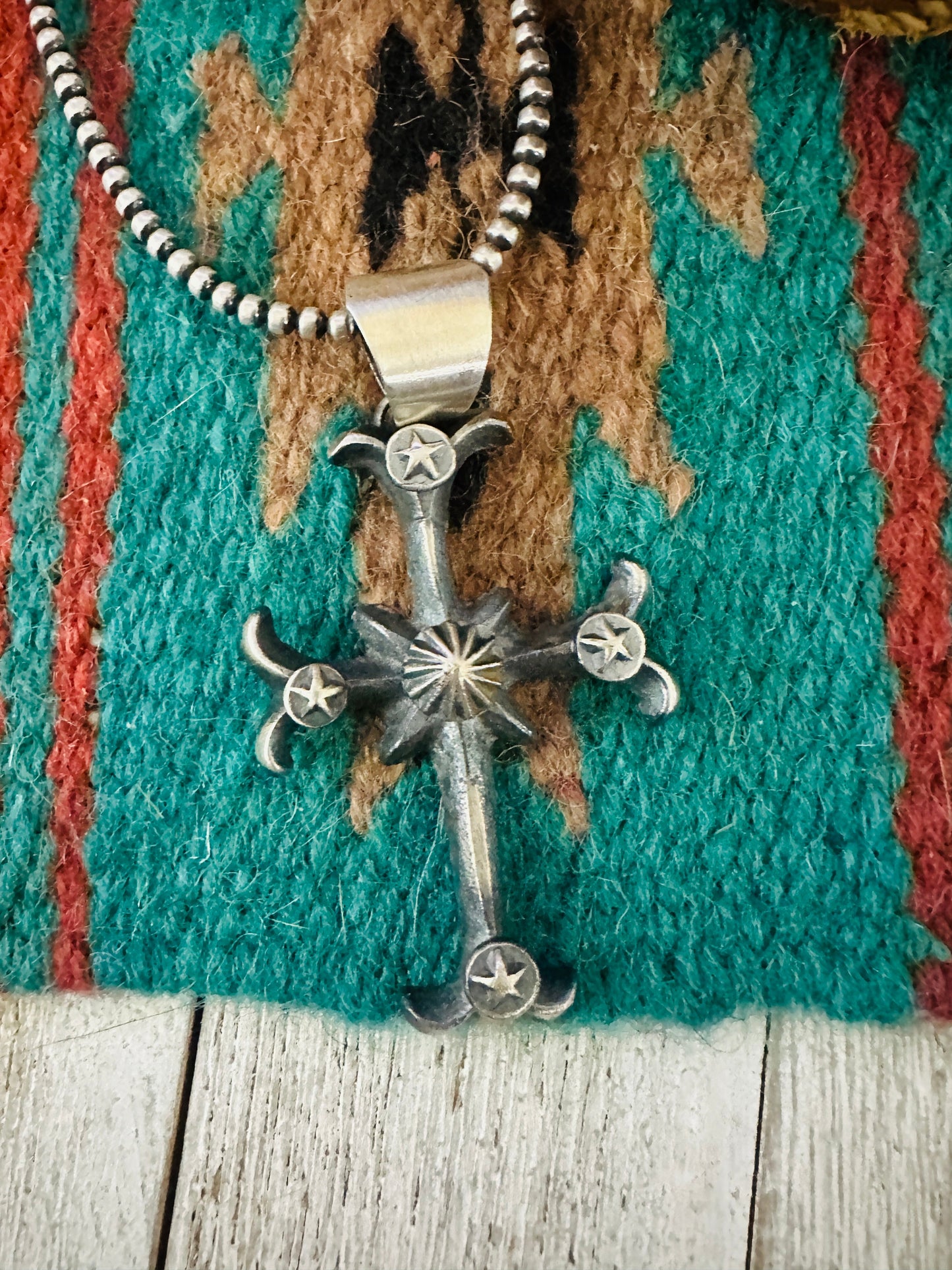Handcrafted Sterling Silver Cross Concho Pendant by Chimney Butte