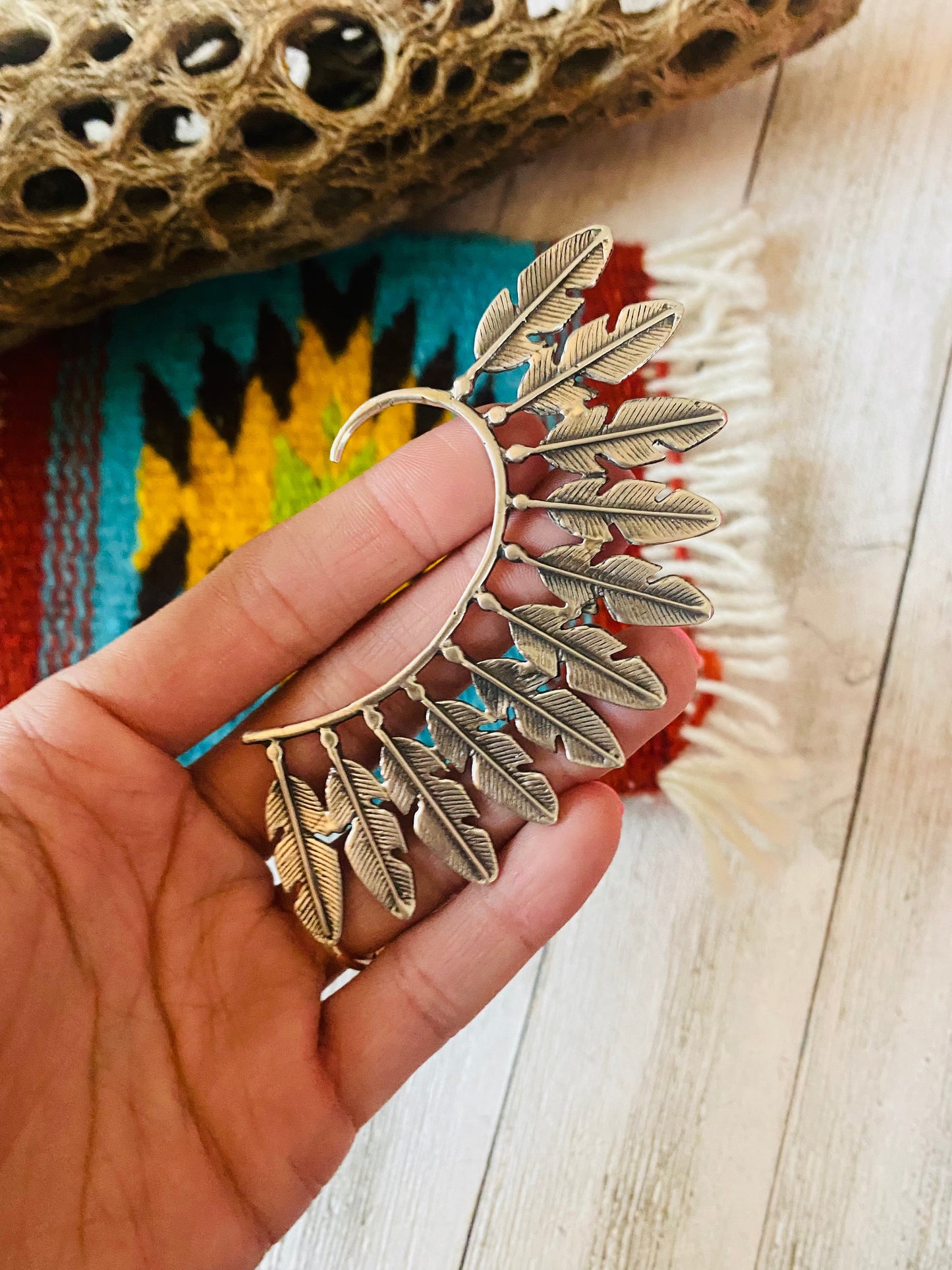 Handcrafted Sterling Silver Feather Cuff Earring