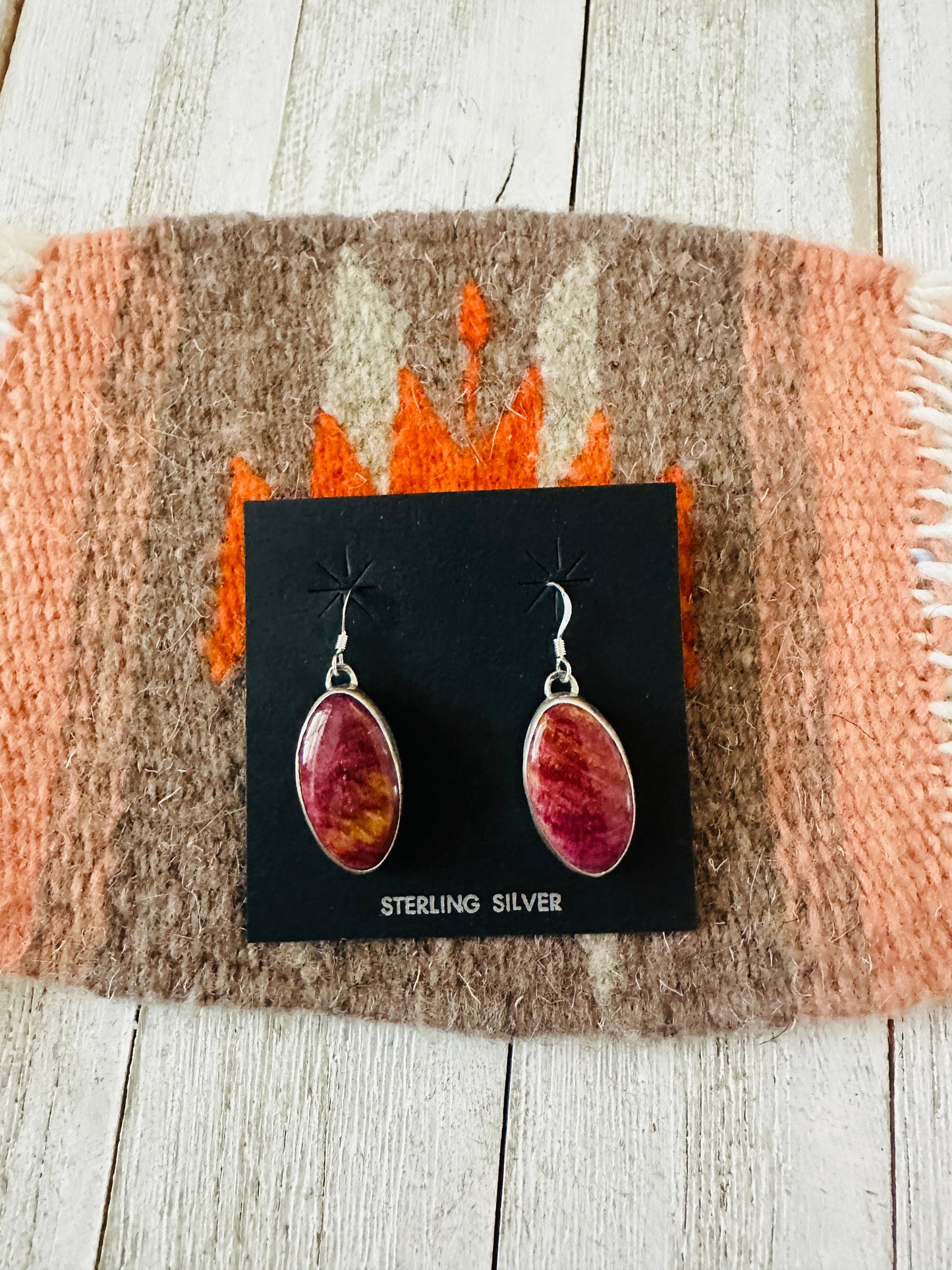 Handcrafted Purple Spiny and Sterling Silver Dangle Earrings