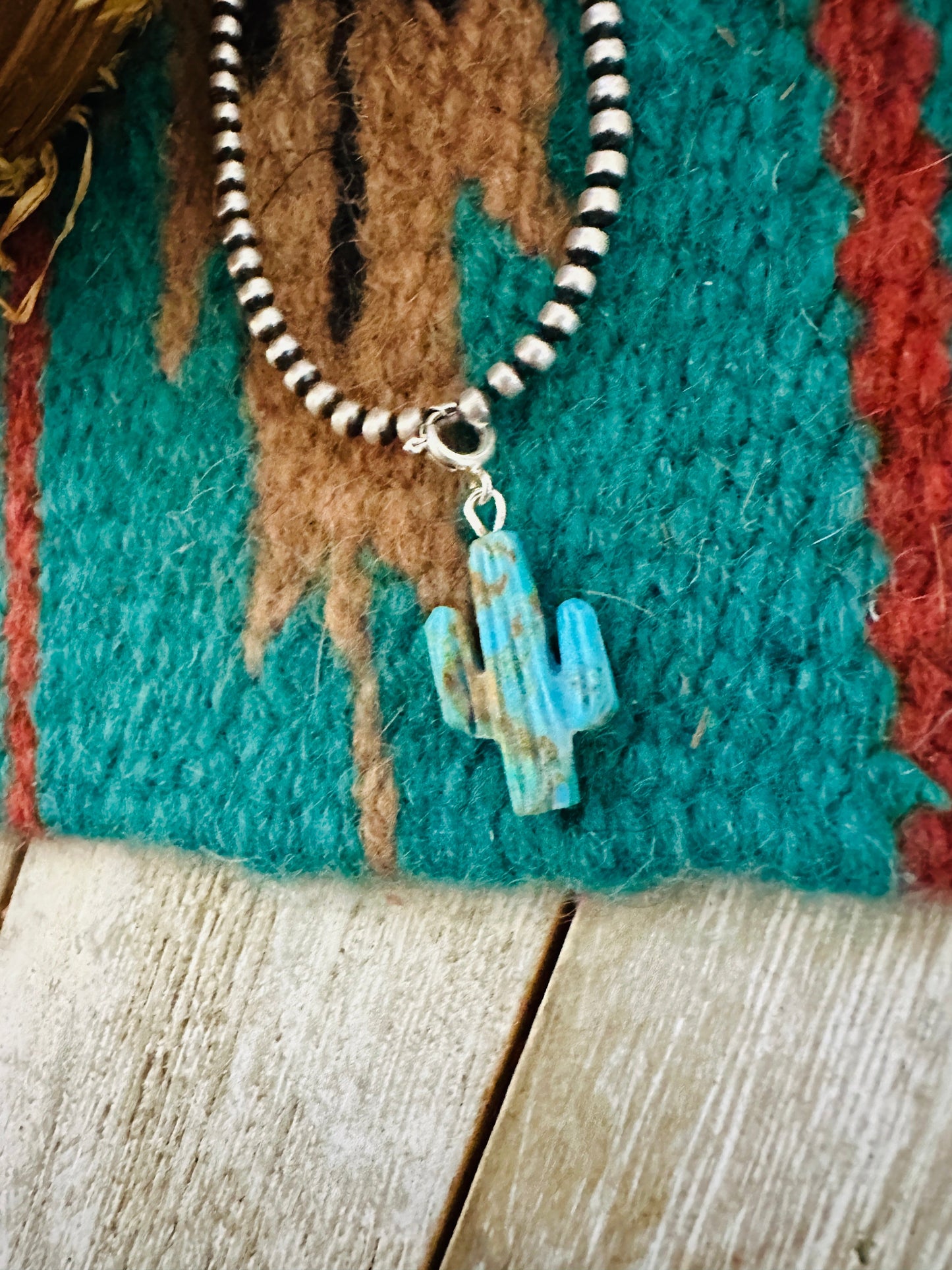 Handcrafted Turquoise Saguaro Cactus Charm