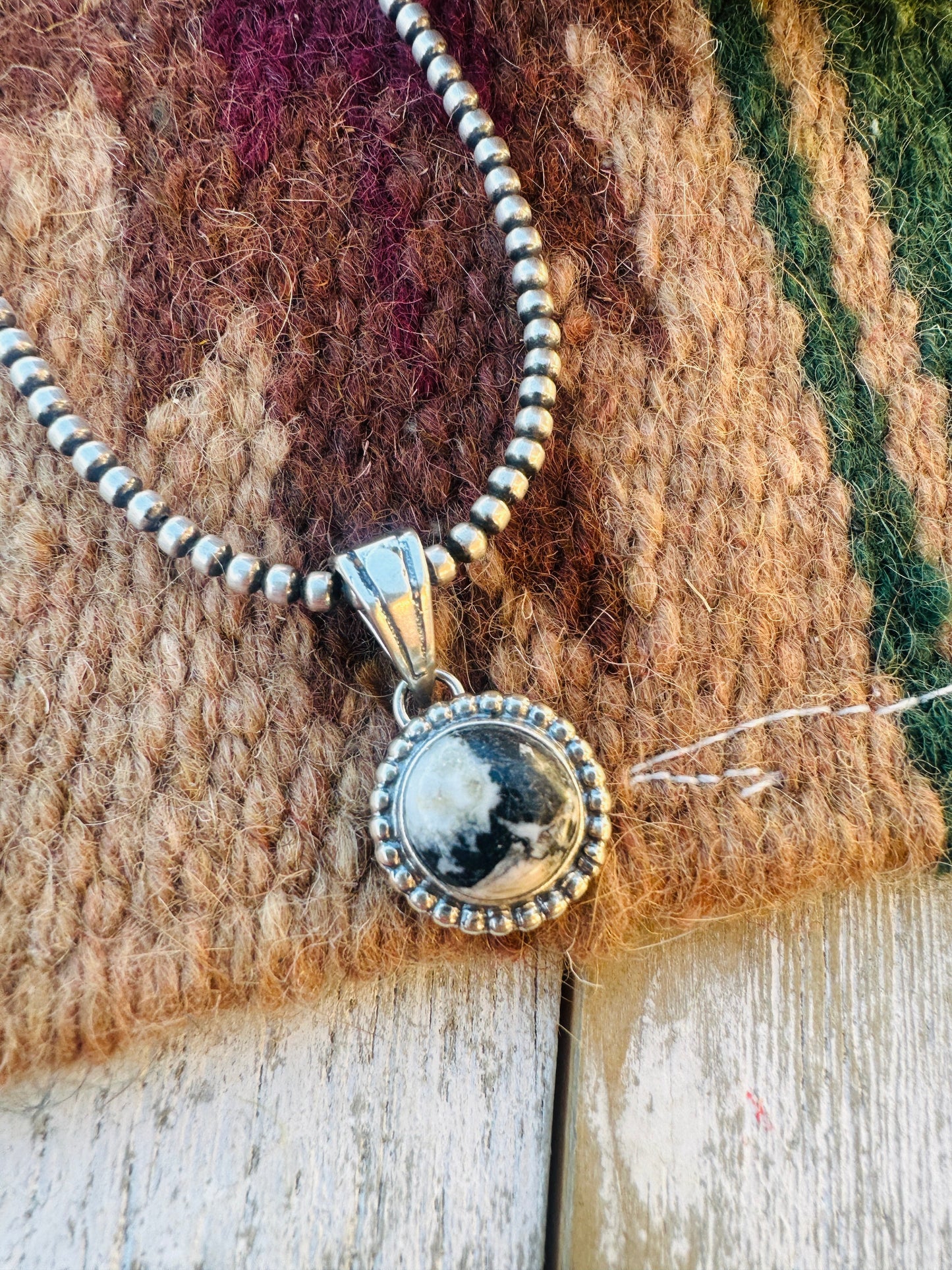 Handcrafted Sterling Silver & White Buffalo Pendant