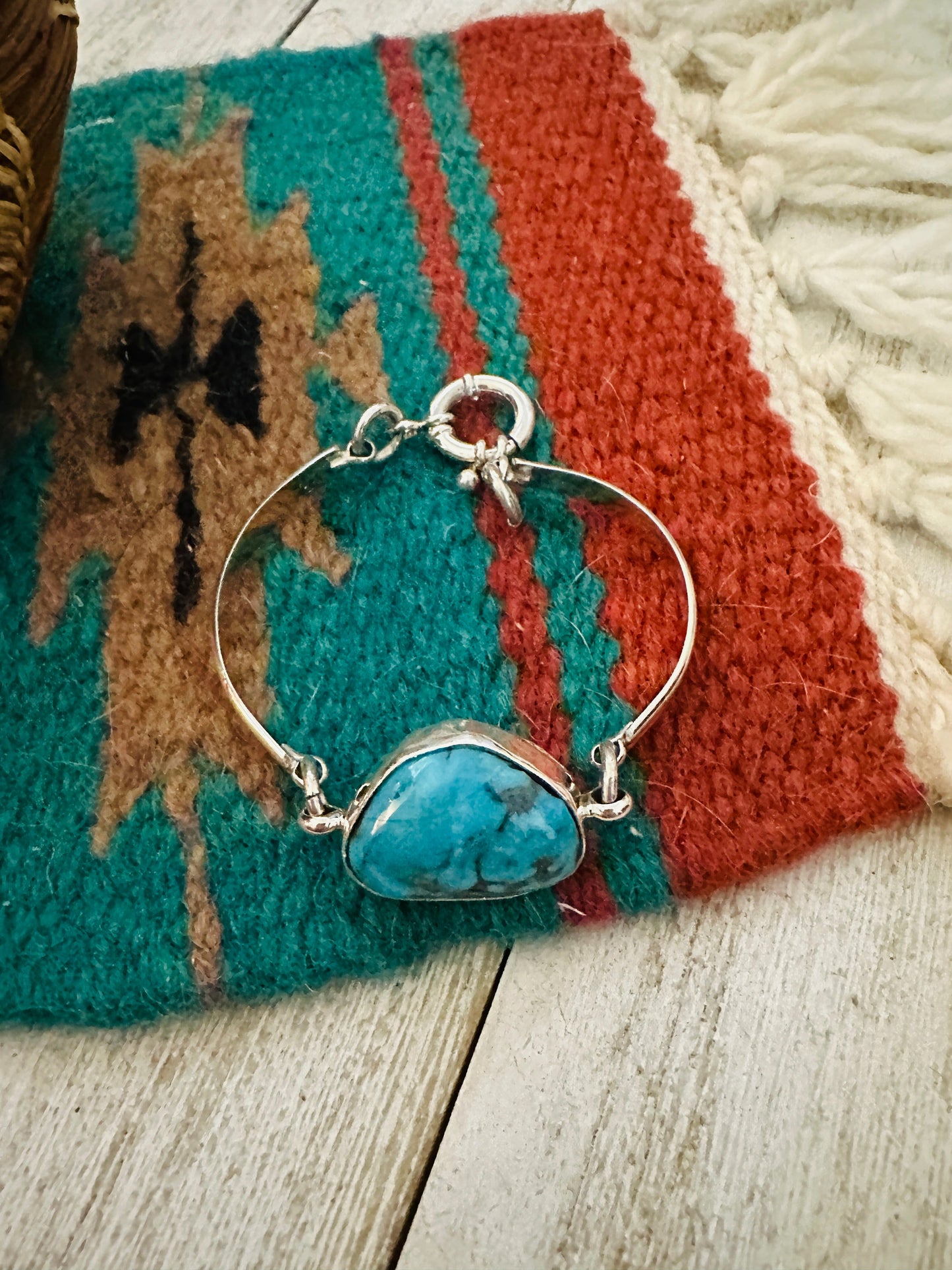 Navajo Turquoise & Sterling Silver Floating Link Bracelet