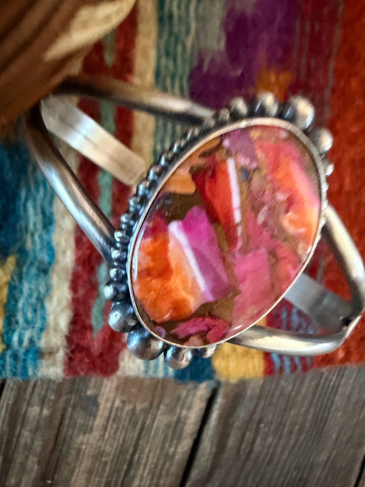 Handcrafted Pink Dream Mojave & Sterling Silver Cuff Bracelet