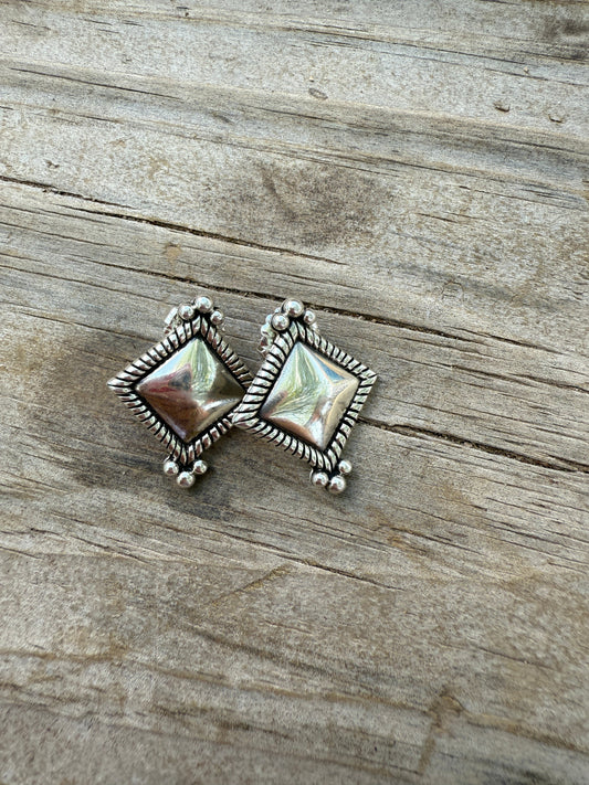 Handmade Sterling Silver Diamond Shaped Earrings