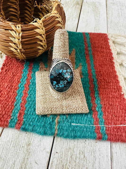 Old Pawn Handcrafted Sterling Silver & Kingman Web Turquoise Men’s Ring Size 10