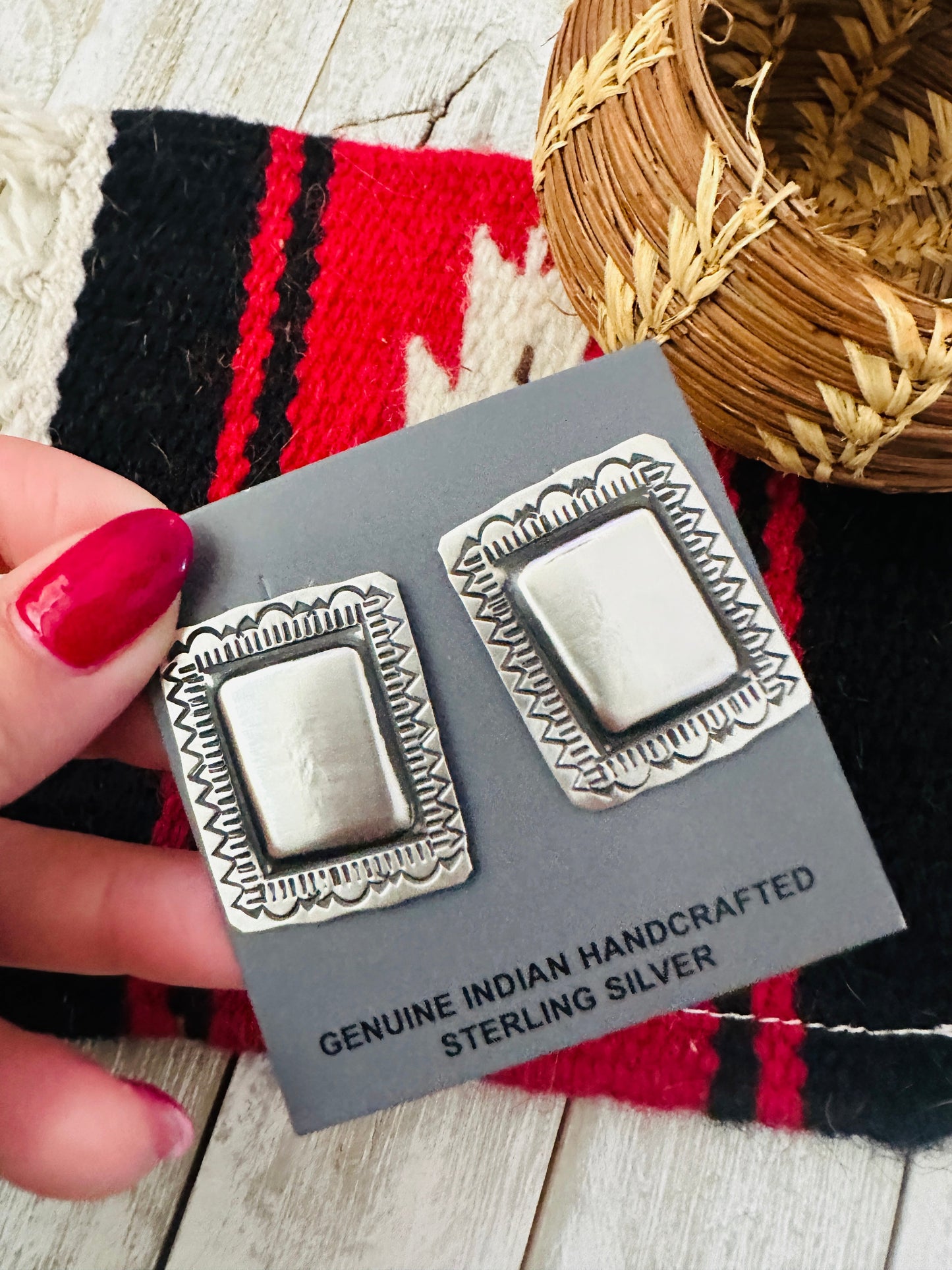 Handcrafted Sterling Silver Concho Post Earrings by Leander Tahe
