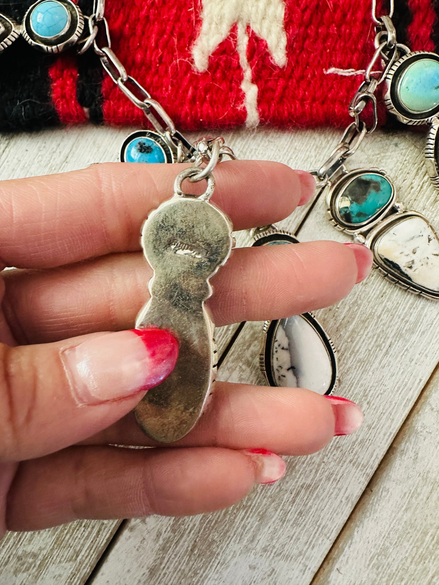 Handcrafted Sterling Silver, Turquoise & White Buffalo Necklace