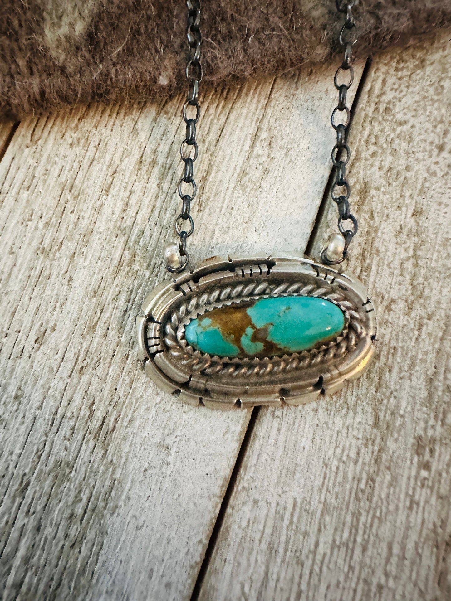 Handcrafted Sterling Silver & Kingman Turquoise Necklace