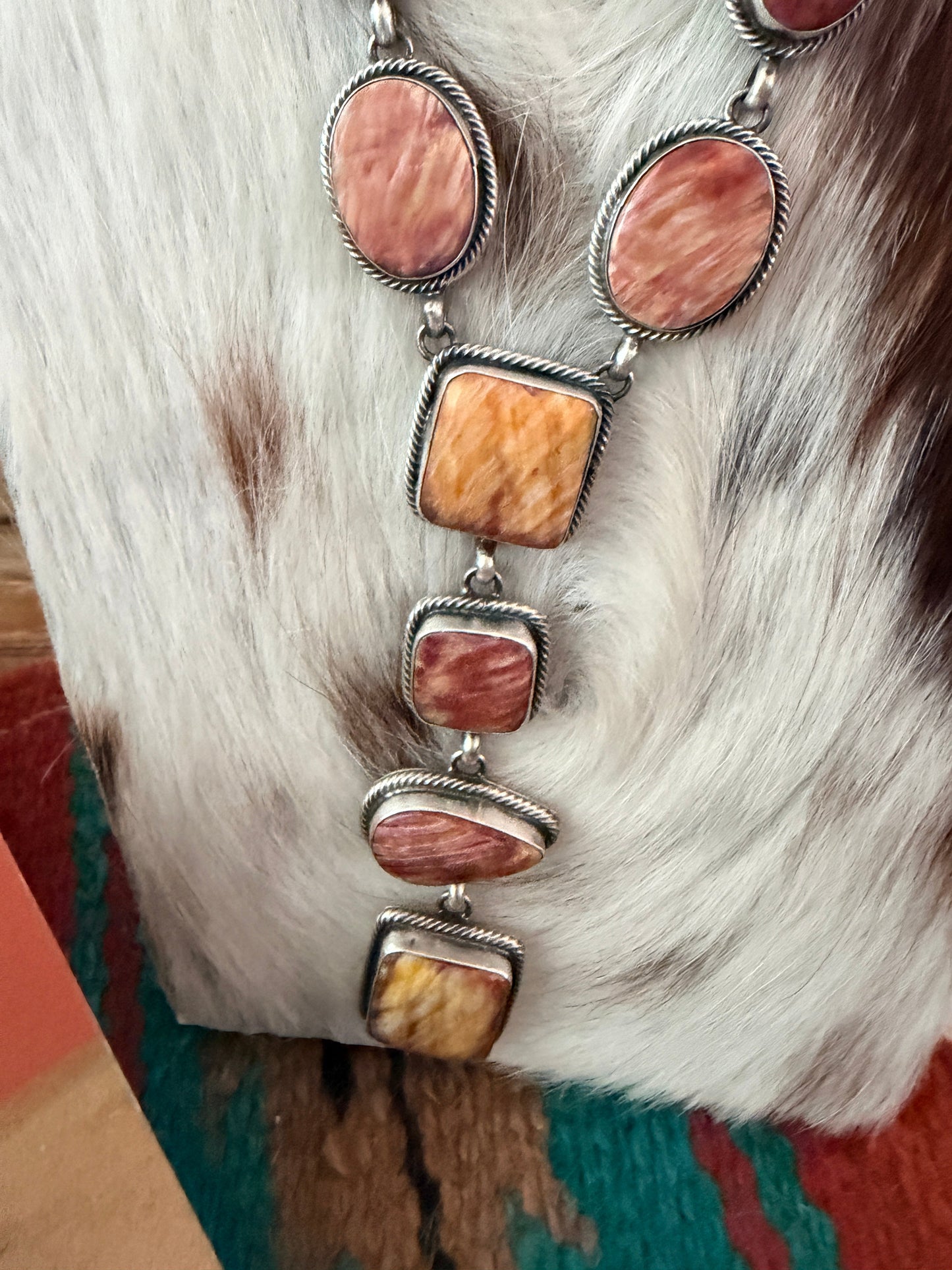 Handcrafted Spiny Oyster & Sterling Silver Necklace and Earring Set by Darrin Livingston