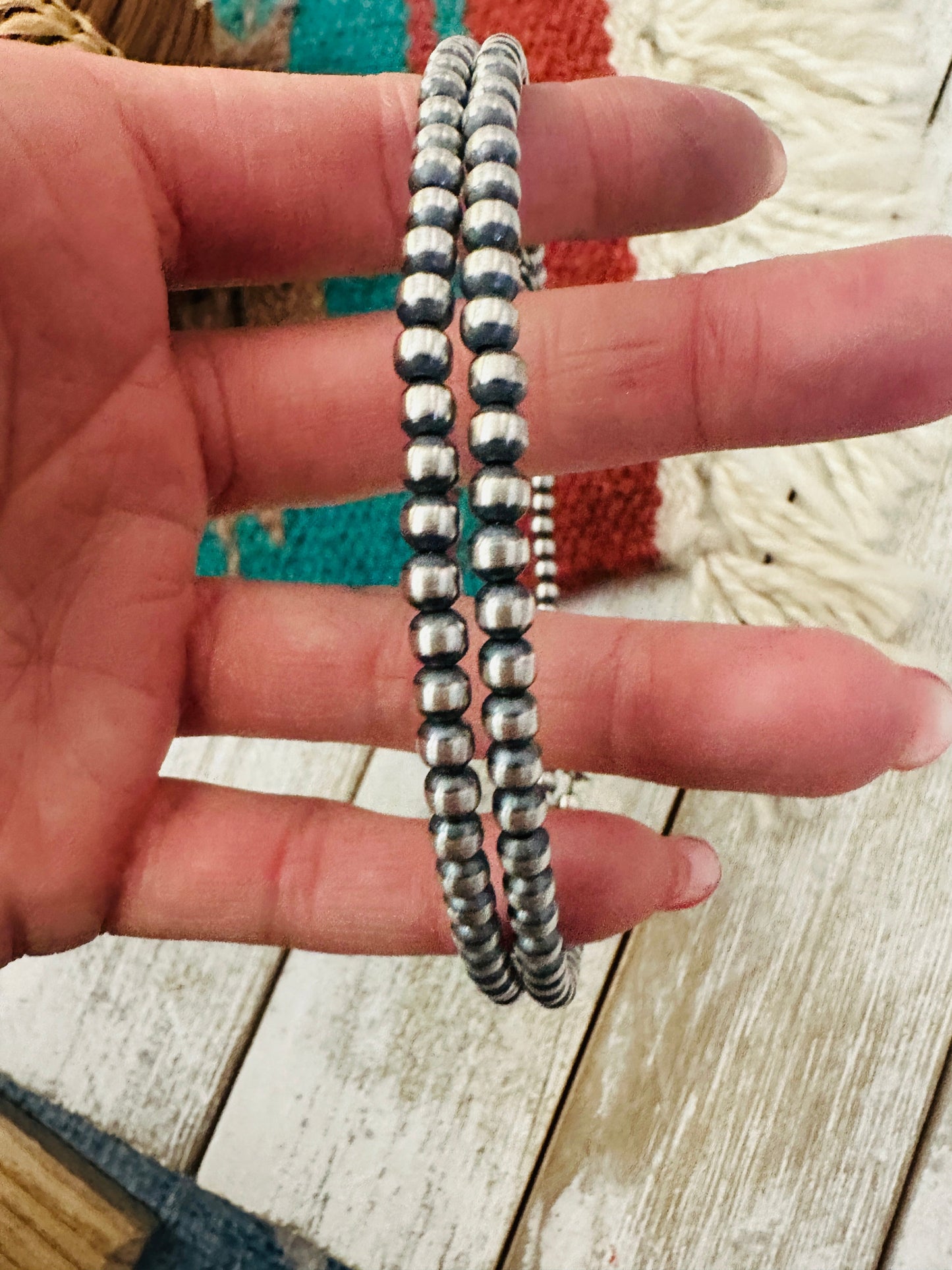 Handcrafted Sterling Silver Beaded Wrap Choker Necklace 5mm