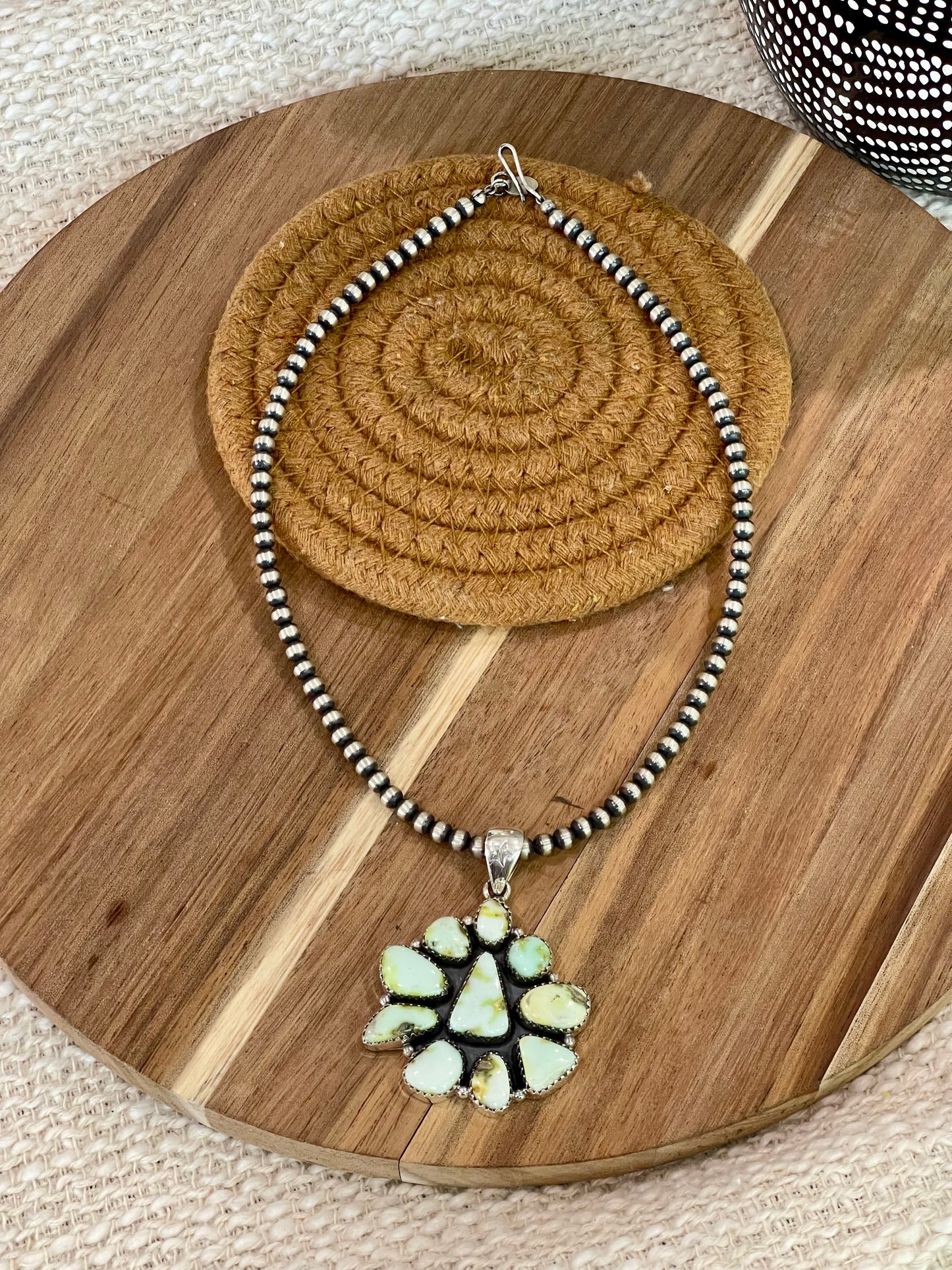 Handmade Sterling Silver & Palomino Cluster Pendant