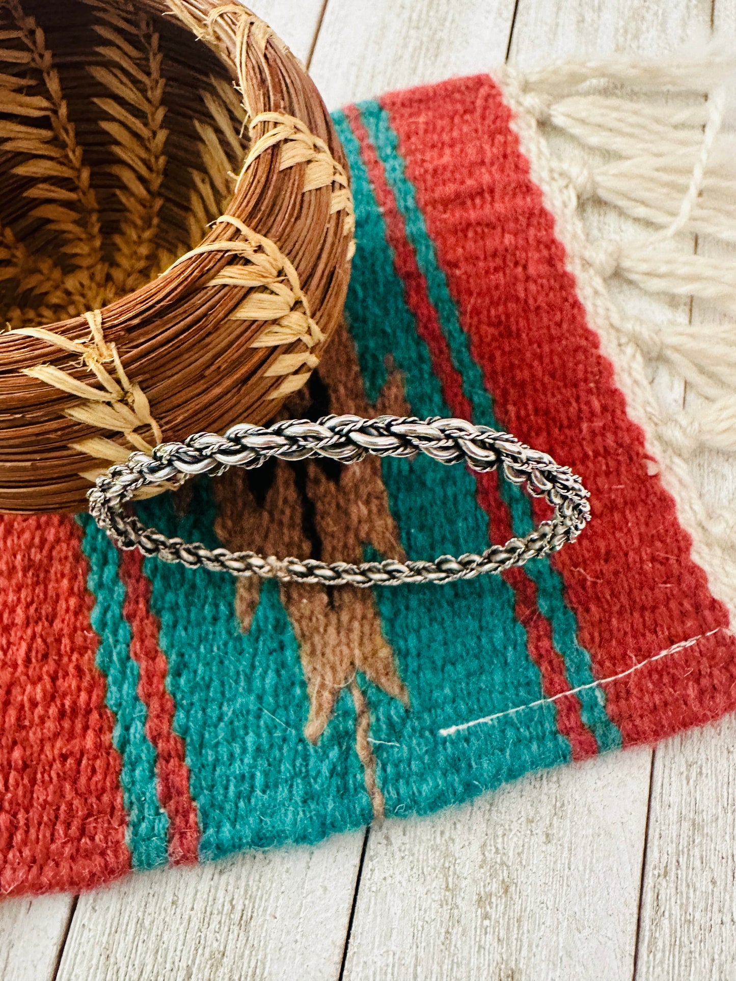 Handcrafted Twisted Sterling Silver Bangle Bracelet