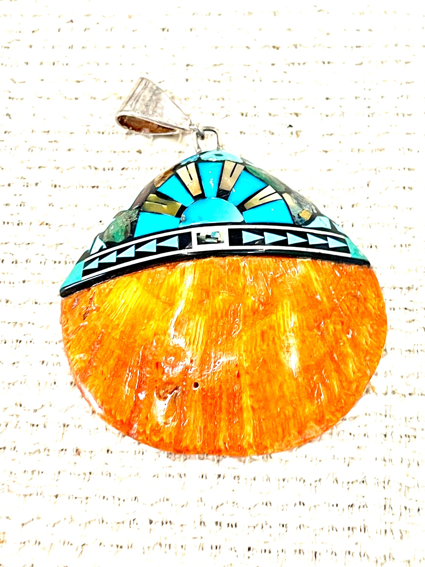 Beautiful Handmade Sterling Silver & Multi Stone Sea Shell Pendant