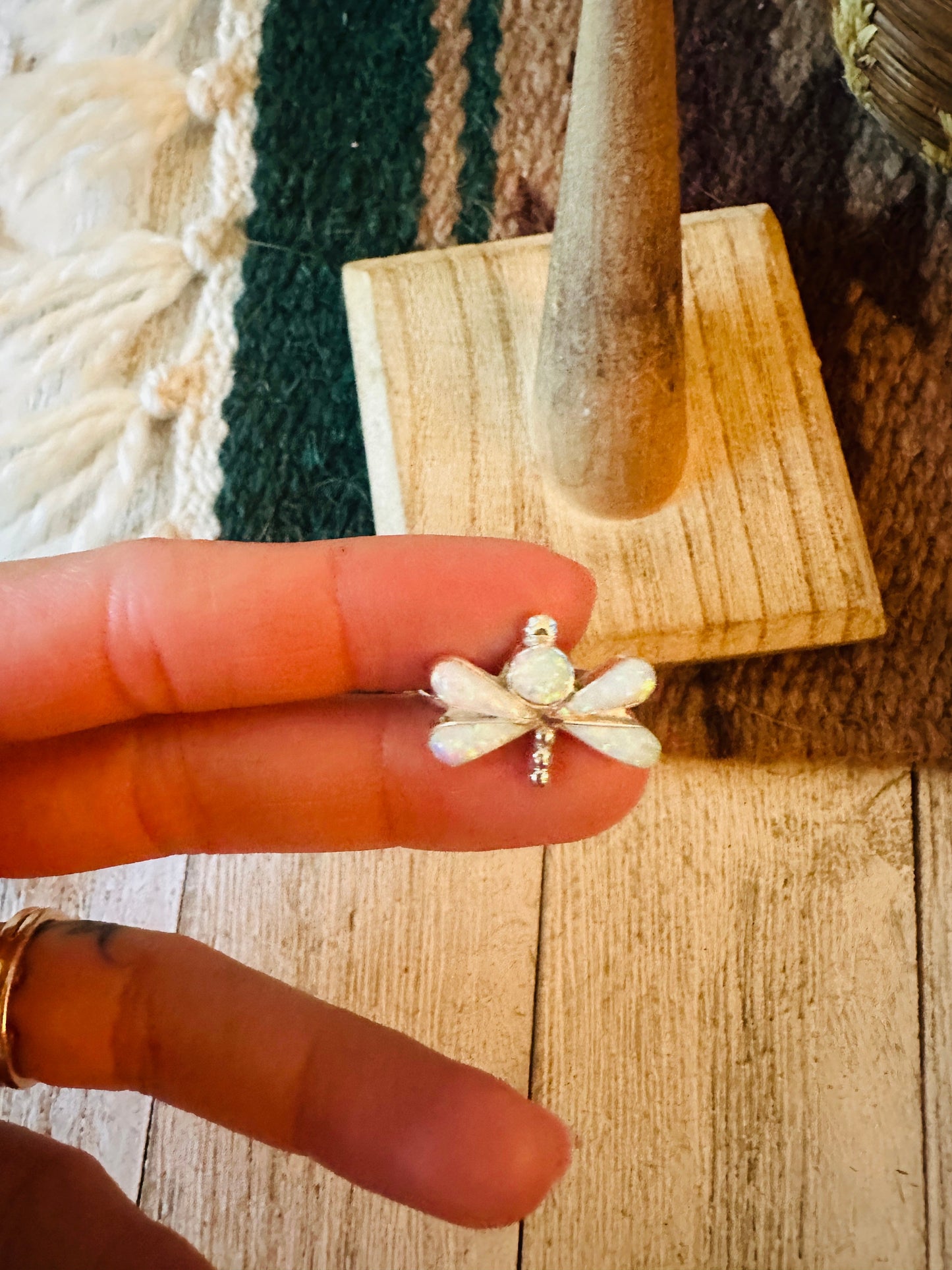 Handcrafted Sterling Silver & White Opal Dragonfly Ring