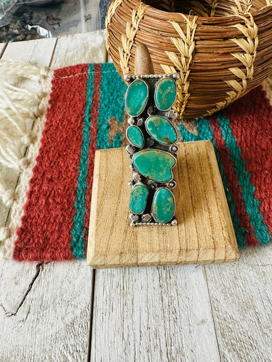 Handcrafted Royston Turquoise & Sterling Silver Adjustable Ring by Jacqueline Silver