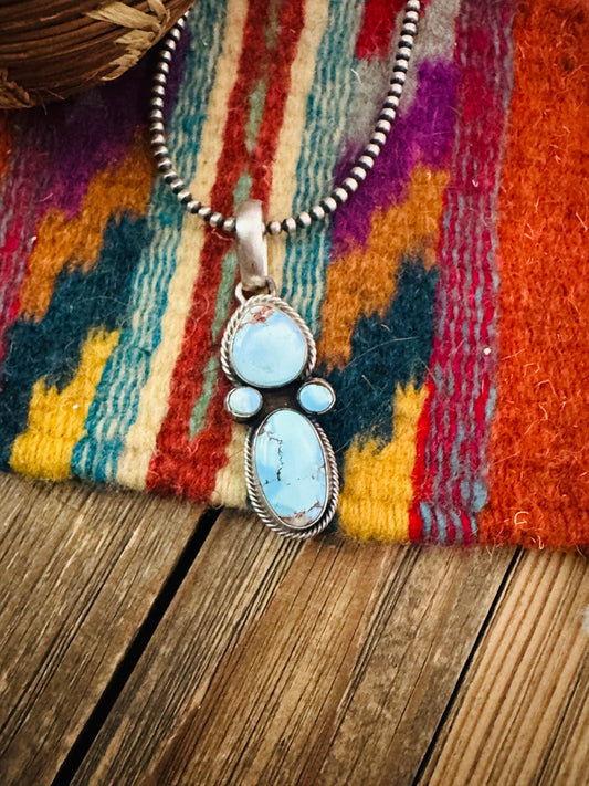 Handcrafted Sterling Silver & Golden Hills Turquoise Pendant by Darrin Livingston