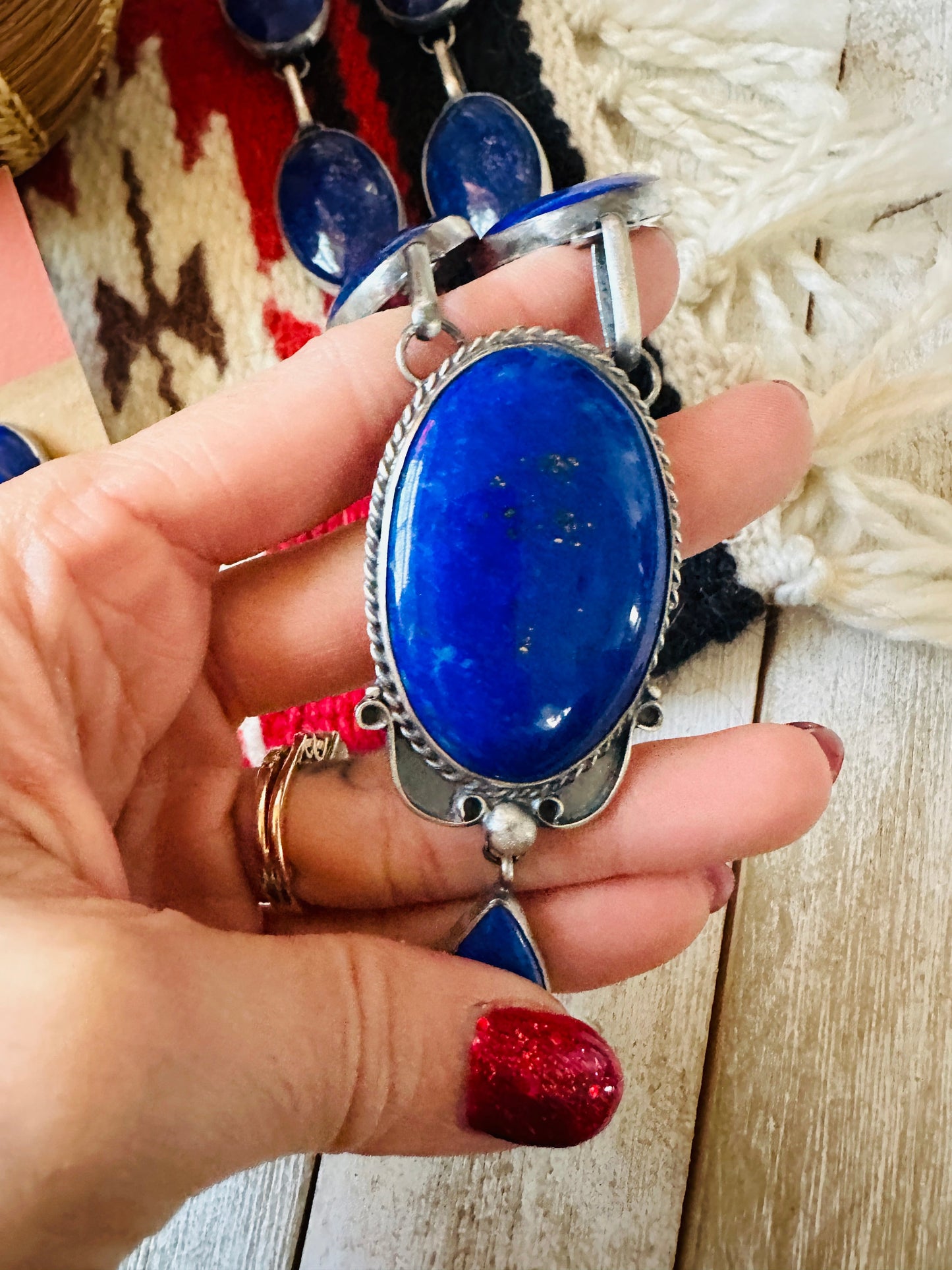 Handcrafted Lapis & Sterling Silver Necklace and Earring Set by Alex James