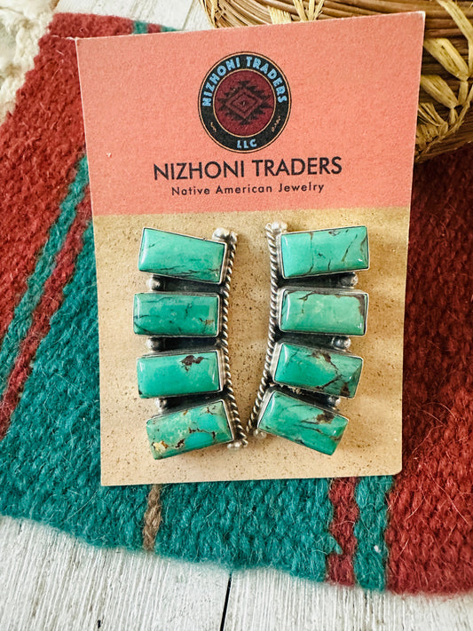 Handcrafted Turquoise & Sterling Silver Cluster Earrings by Elouise Kee