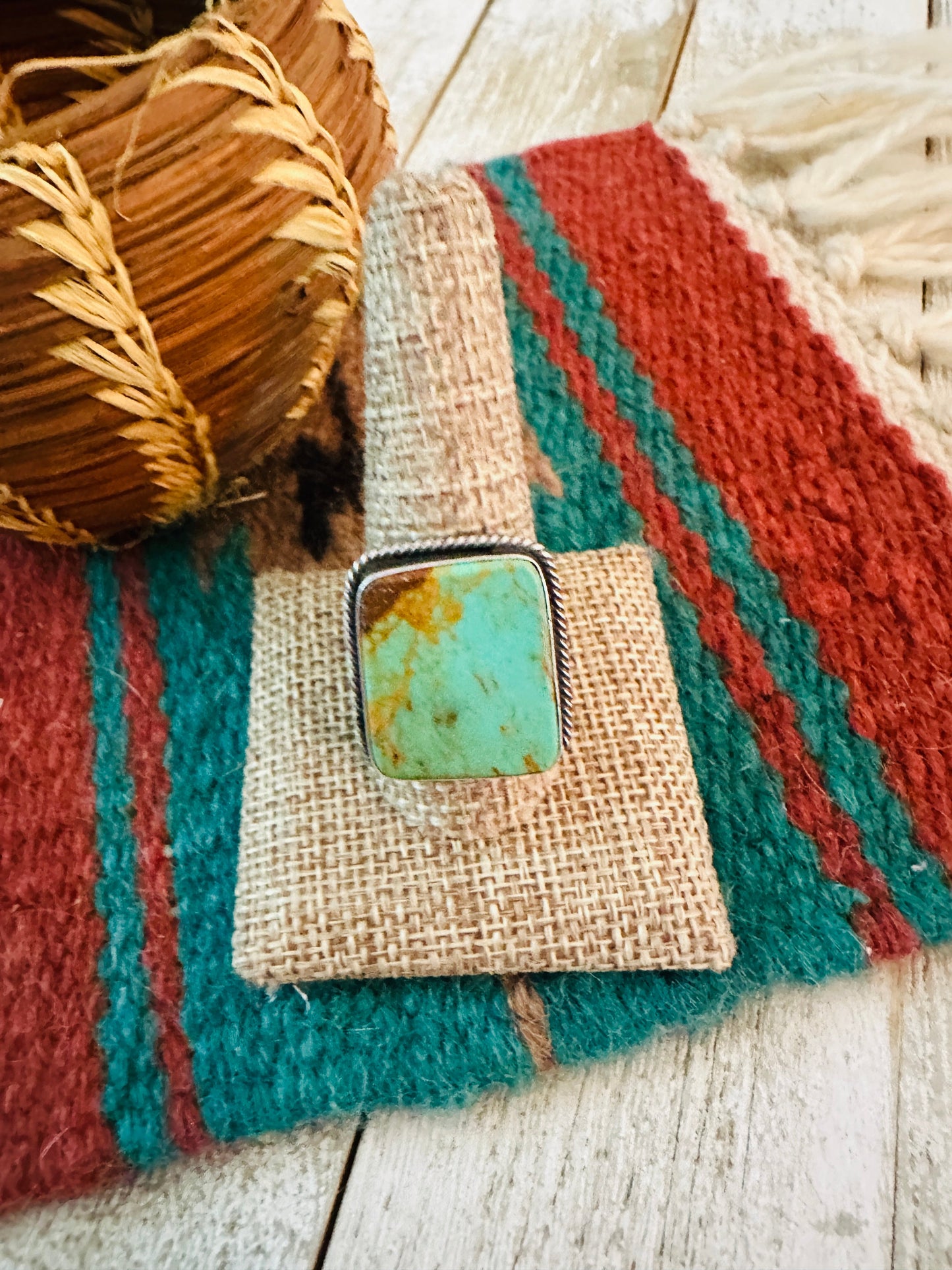 Handcrafted Turquoise & Sterling Silver Adjustable Ring by Jacqueline Silver