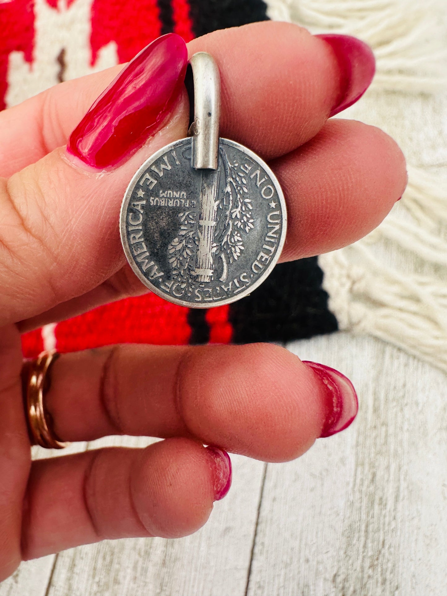 Handcrafted Sterling Silver & Turquoise Liberty Dime Pendant
