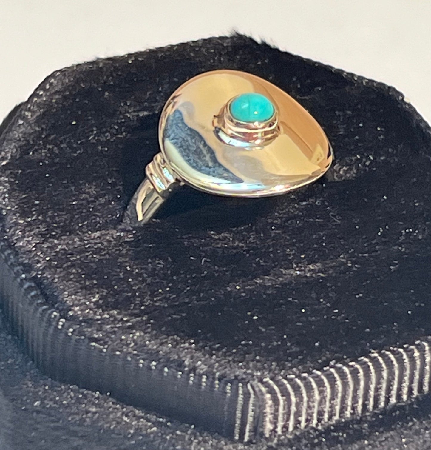 Sterling Silver Disc Ring w/ Turquoise Size 9