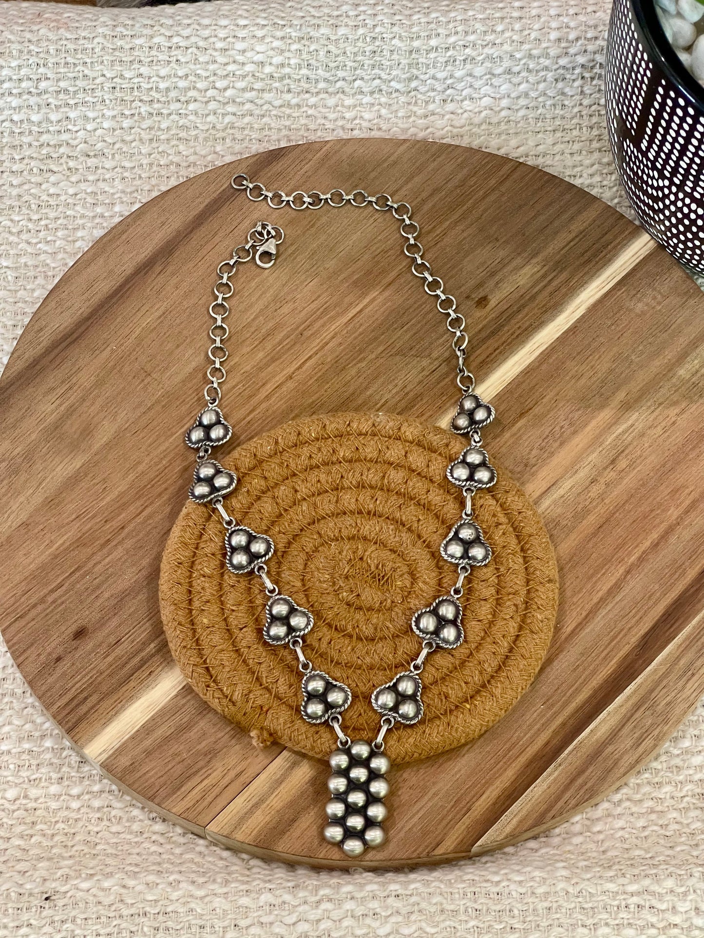 Beautiful Handmade Sterling Silver Cluster Necklace