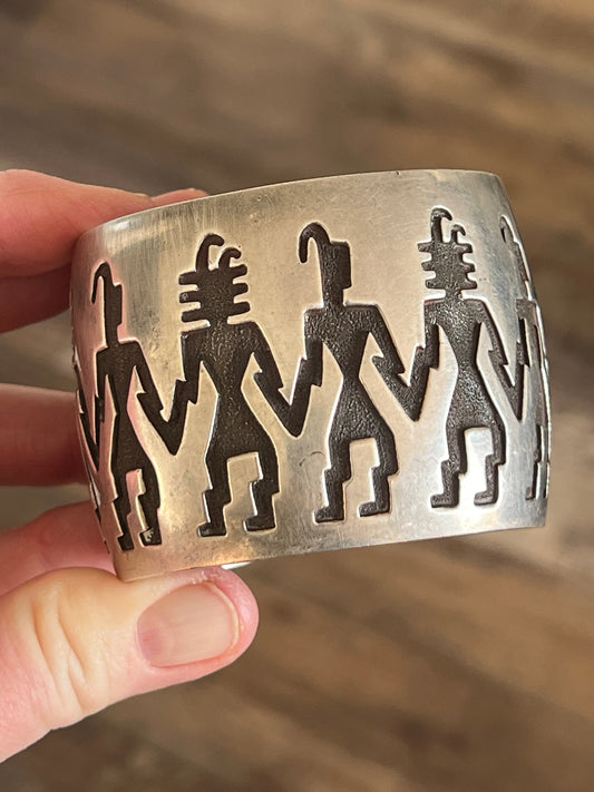Handcrafted Vintage Sterling Silver Petroglyph Cuff