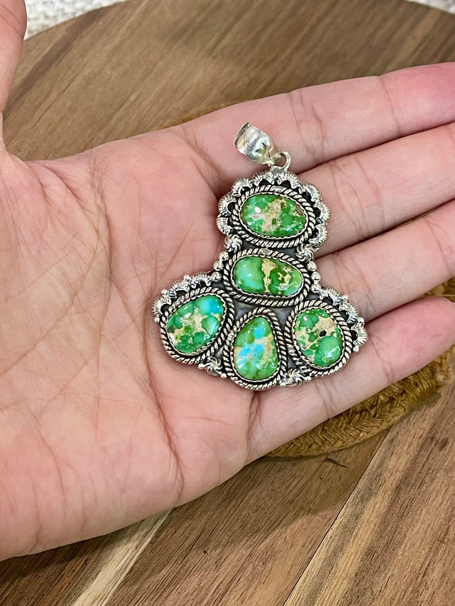 Beautiful Handmade Sterling Silver & Sonoran Mountain Turquoise Cluster Pendant