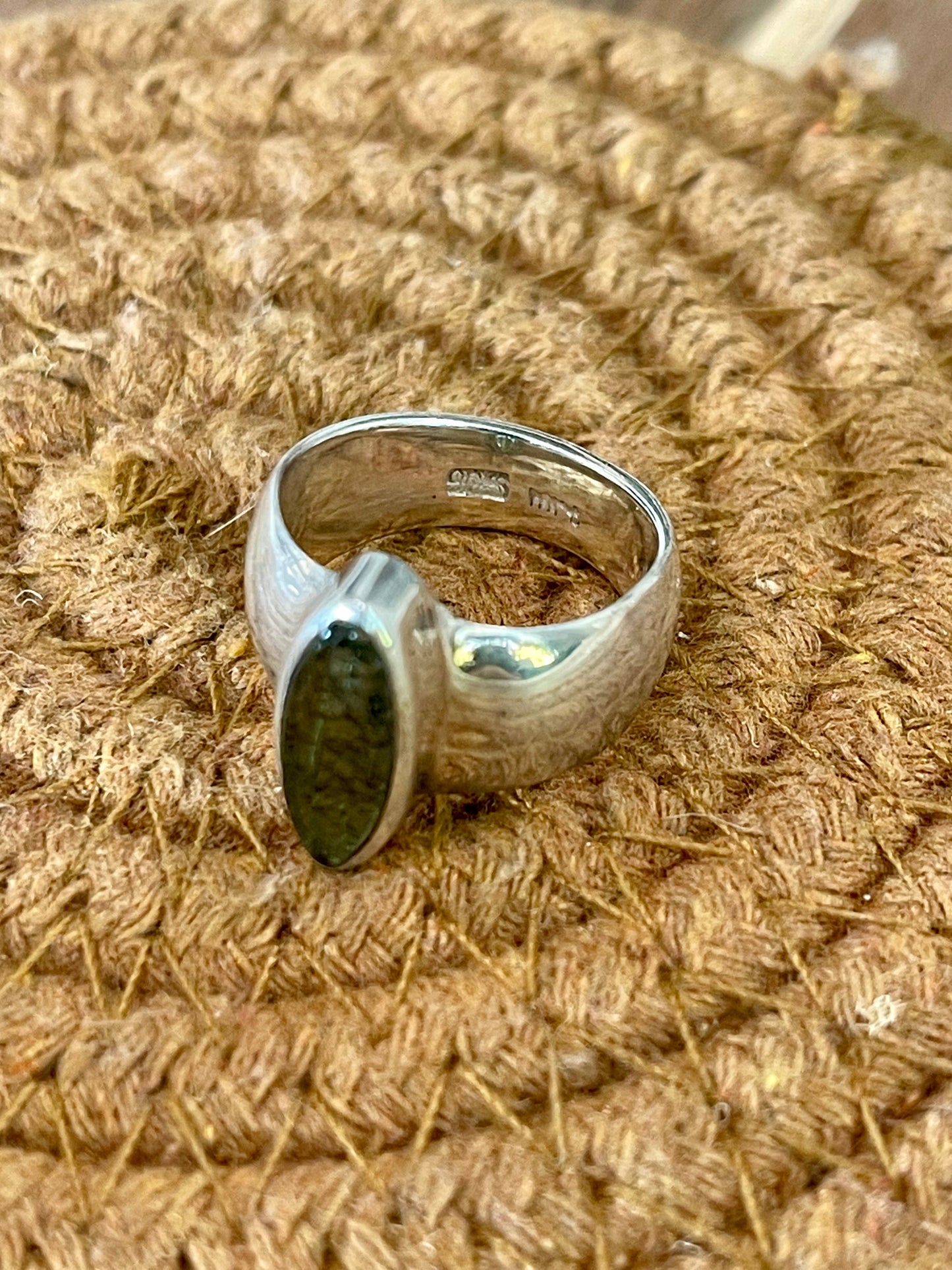 Handcrafted Sterling Silver & Meteorite Rock Size 7 Ring