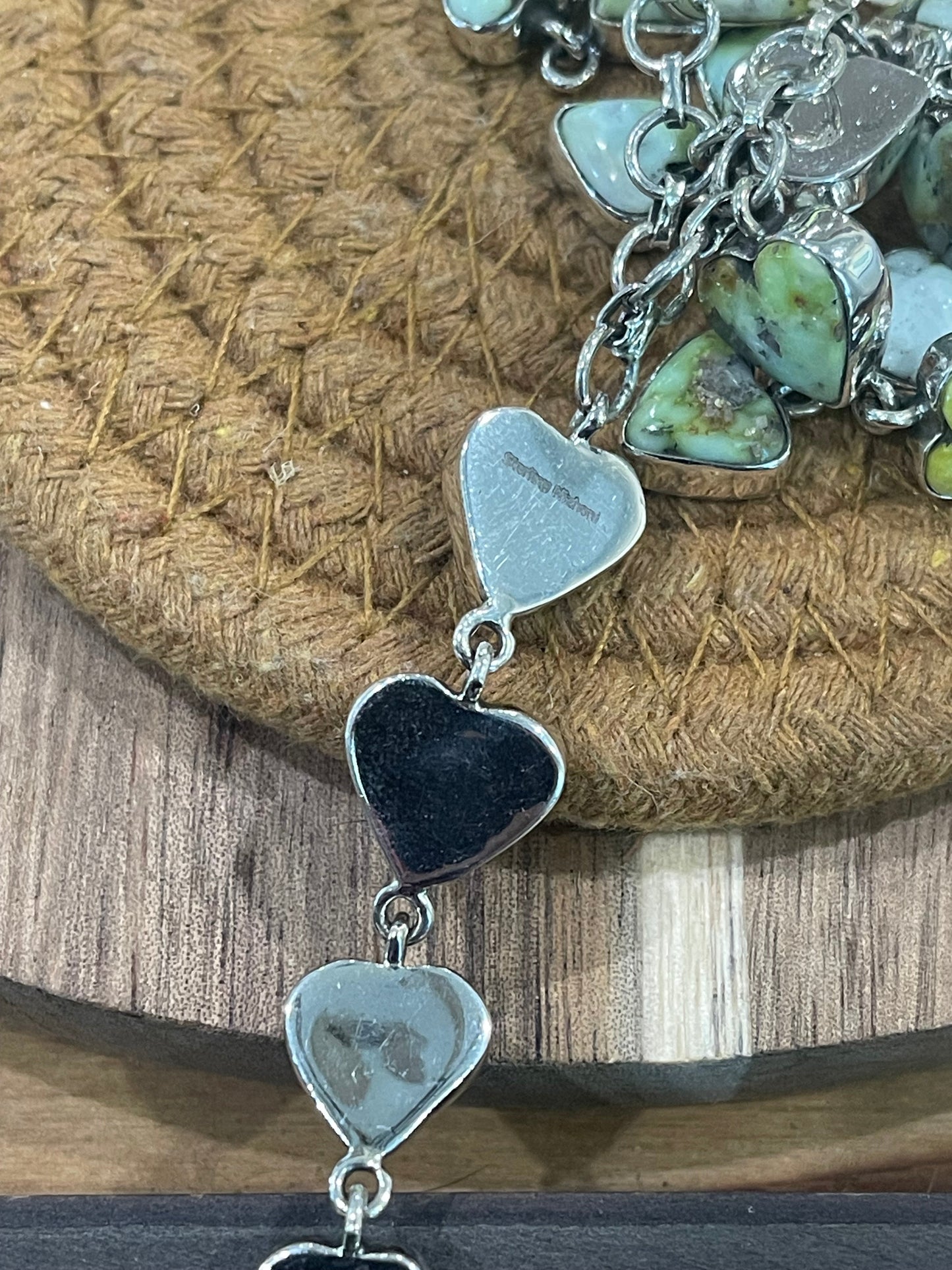 Handmade Sterling Silver & Palomino Heart Drop Necklace