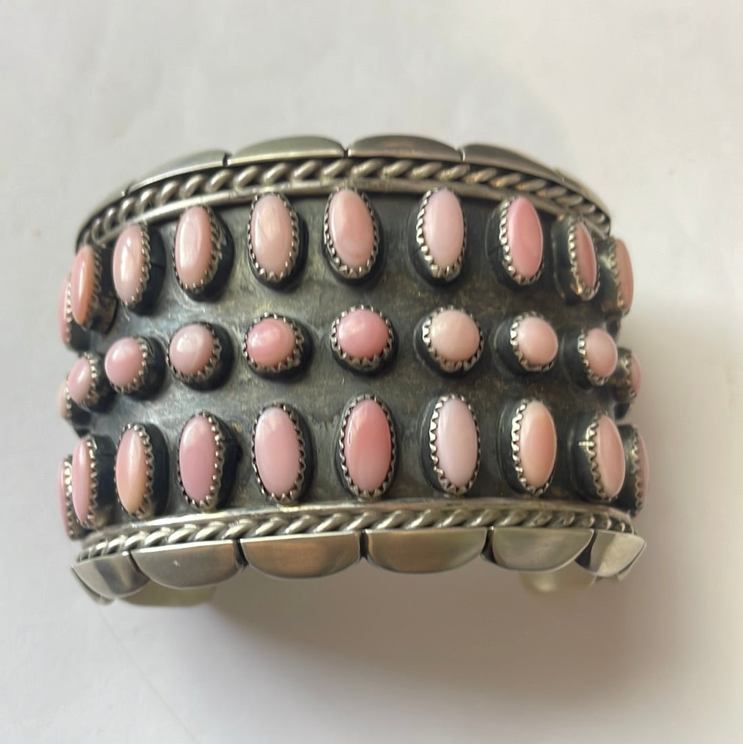 The Barbie Cuff Navajo Pink Conch & Sterling Silver Cuff Bracelet Signed