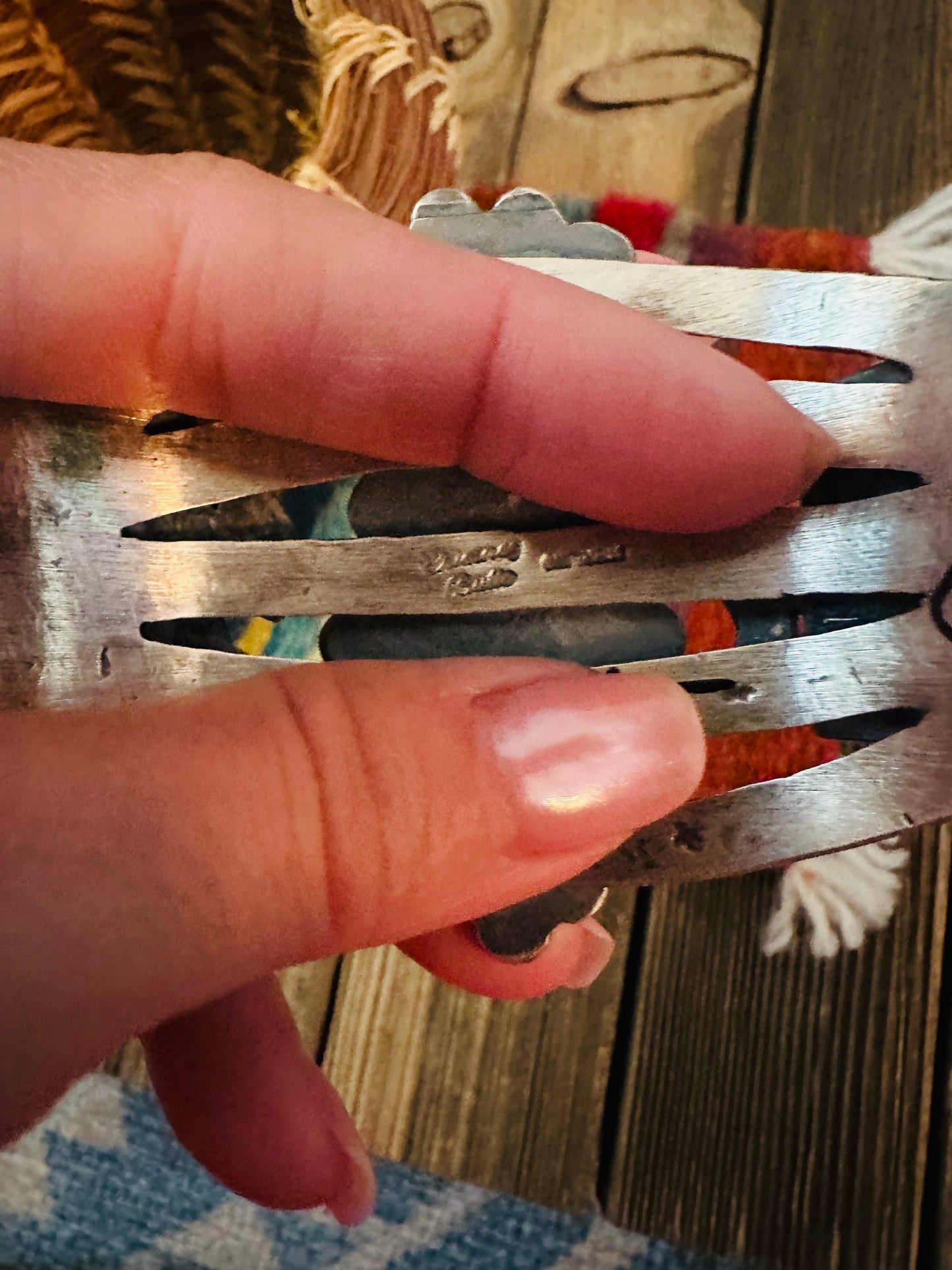 Handcrafted Sterling Silver & Number 8  Turquoise Thunderbird Cuff Bracelet by Chimney Butte