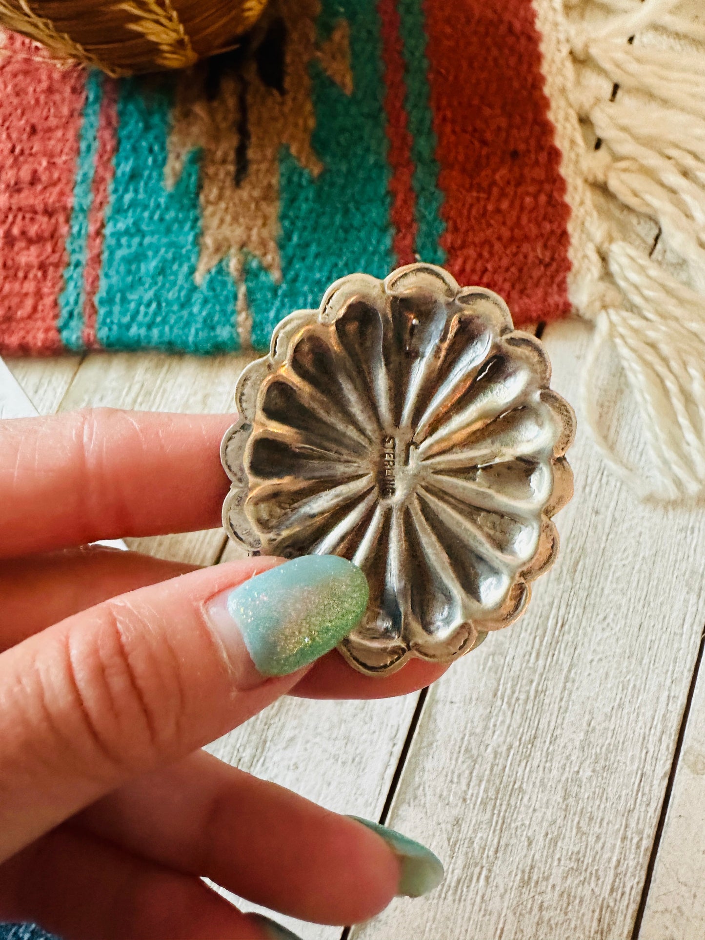 Handcrafted Sterling Silver & Turquoise Concho Post Earrings
