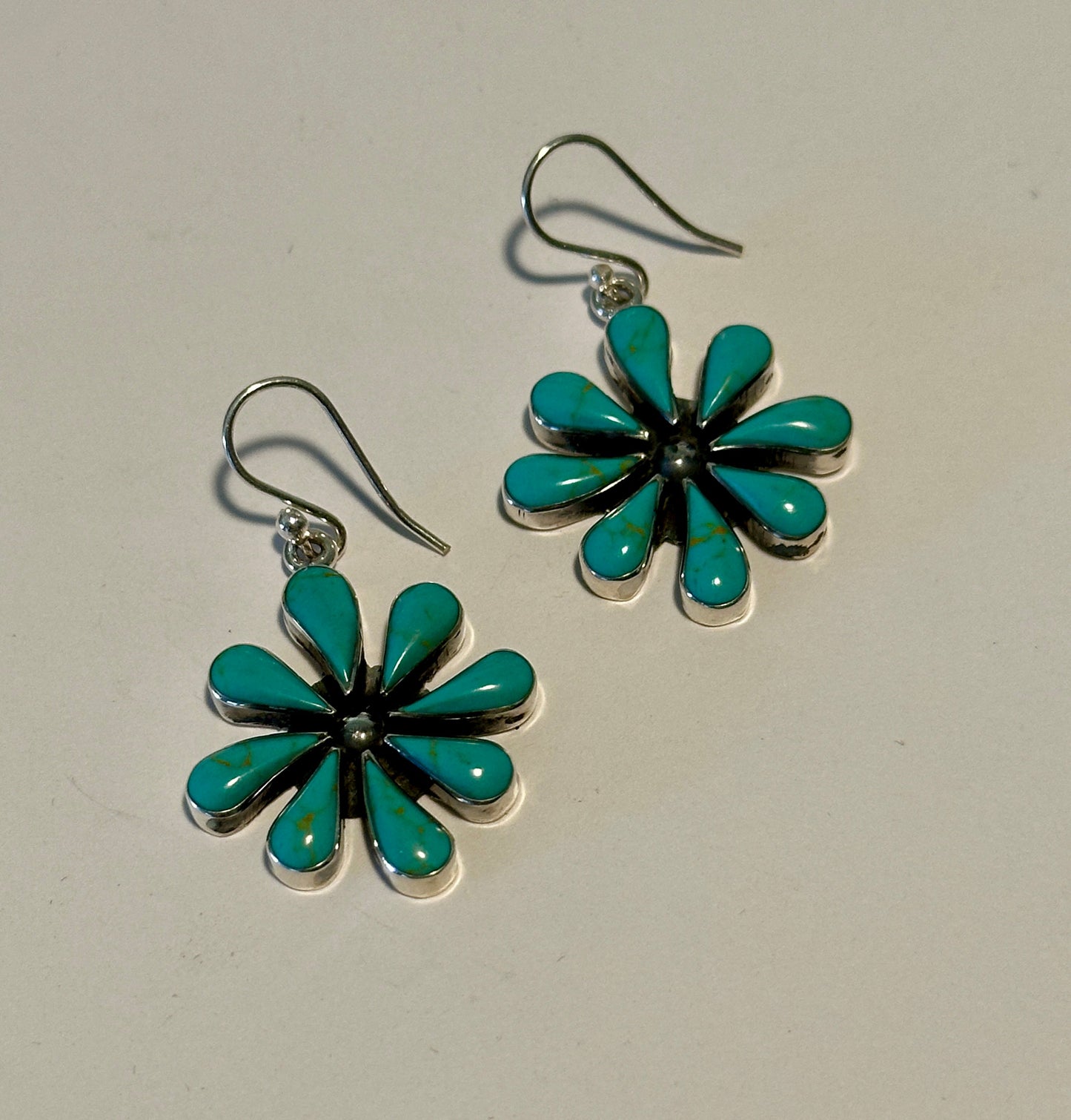 Turquoise Daisy Sterling Silver Earrings