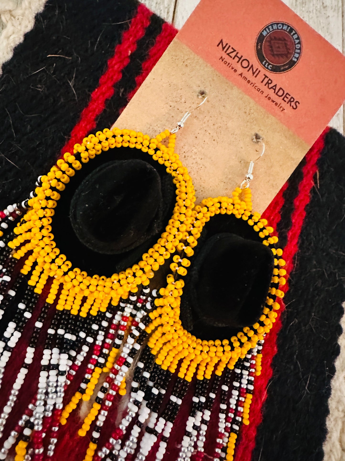Handcrafted Beaded Cowboy Hat Dangle Earrings- orange