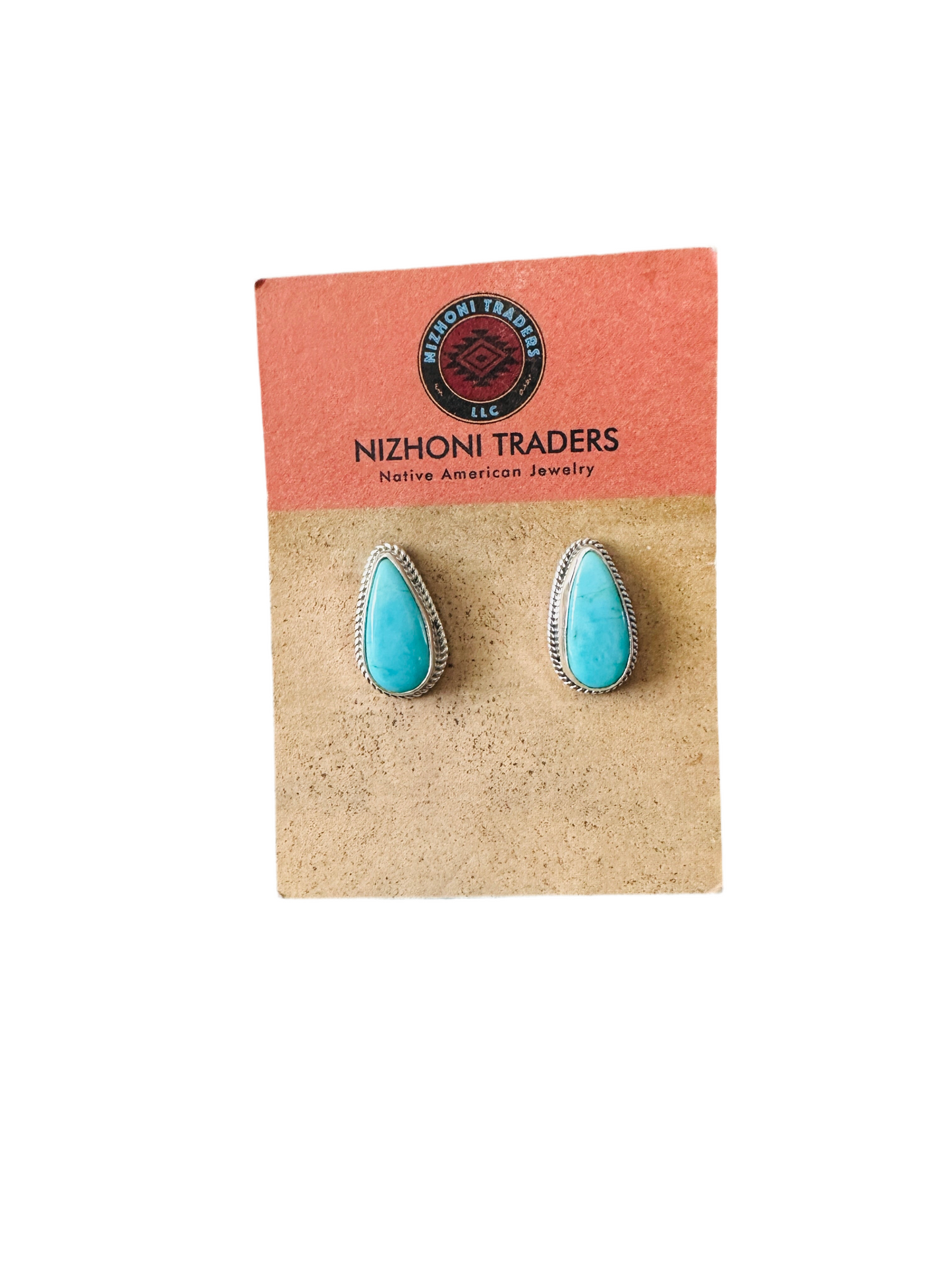 Handcrafted Turquoise & Sterling Silver Teardrop Post Earrings