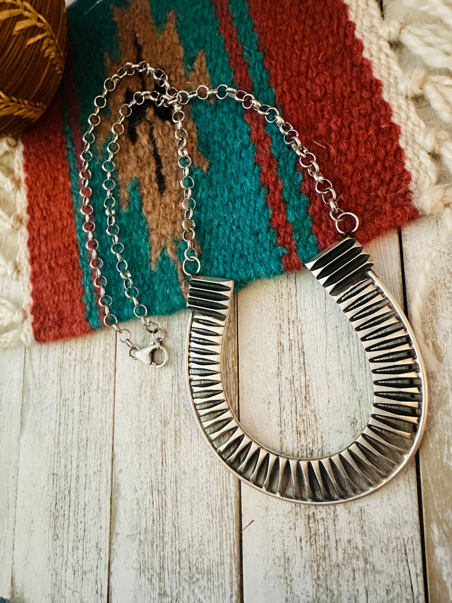 Navajo Sterling Silver Horseshoe Necklace